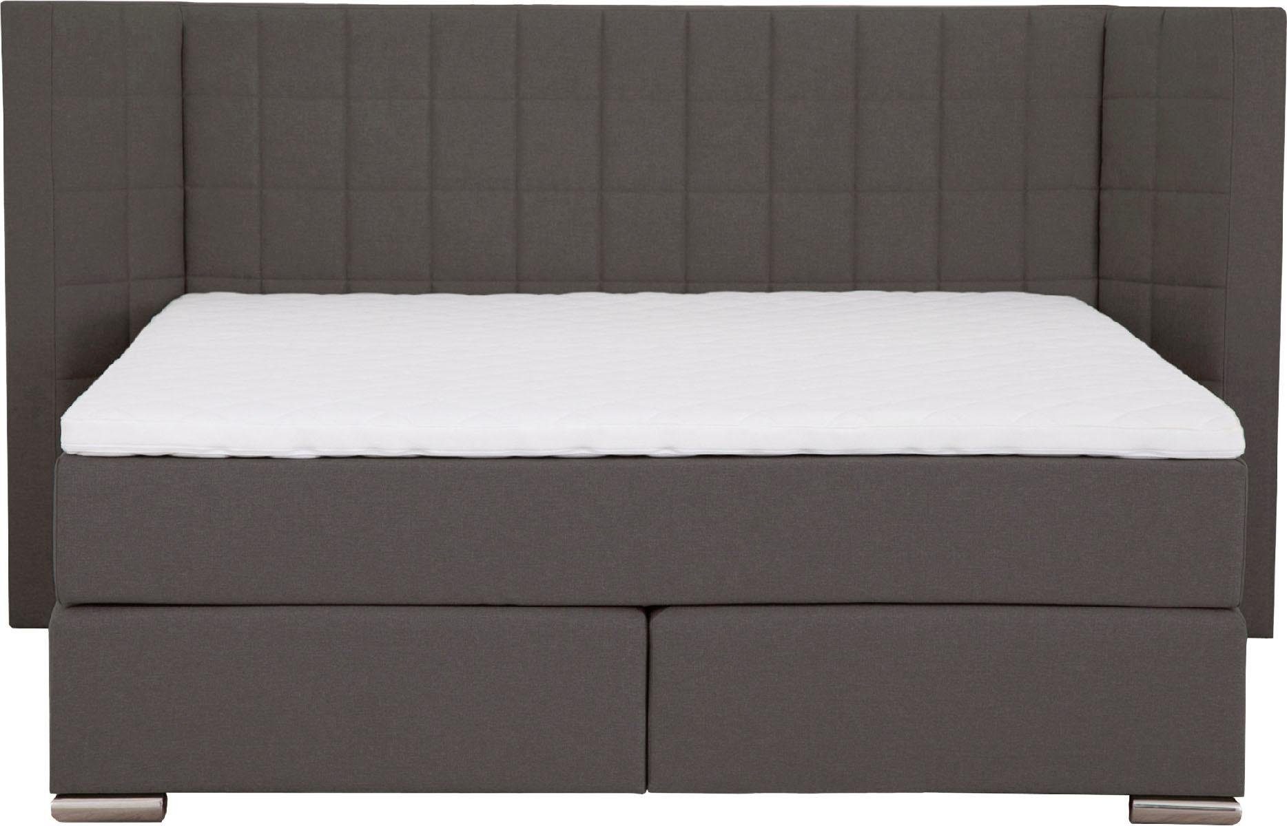 Places of Style Boxspring Piazza met stiksels en hoofdbord met vleugels opzij