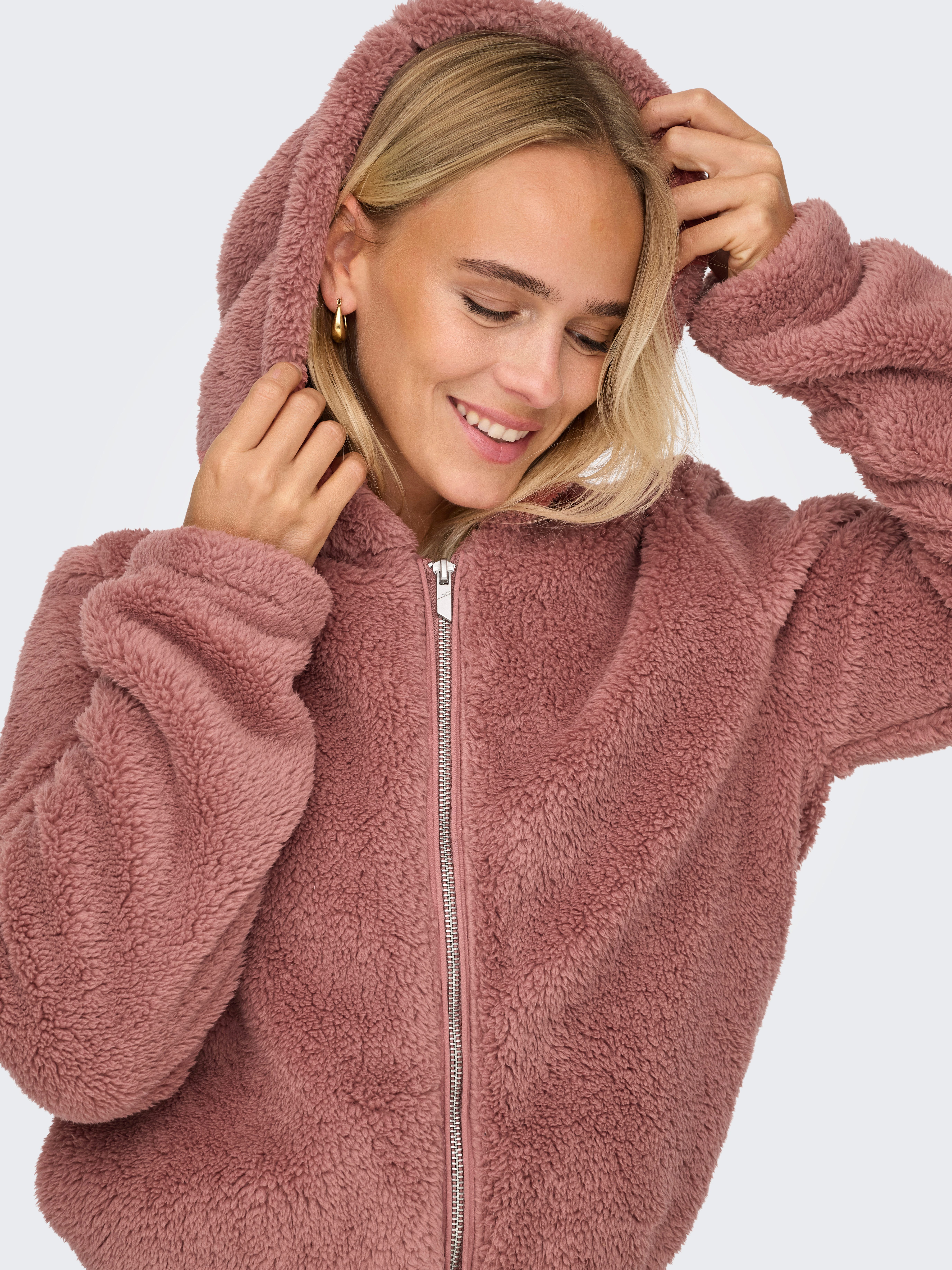 Only Pluche jas met capuchon ONLNEWANNA CONTACT SHERPA JKT OTW NOOS