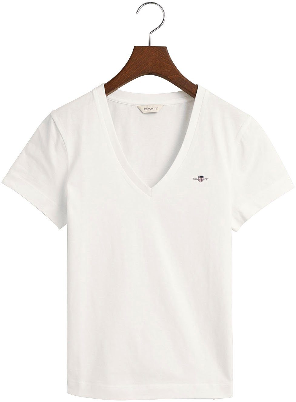Gant T-shirt REG SHIELD KA V-NECK T-SHIRT met een klein geborduurd logo op de borst