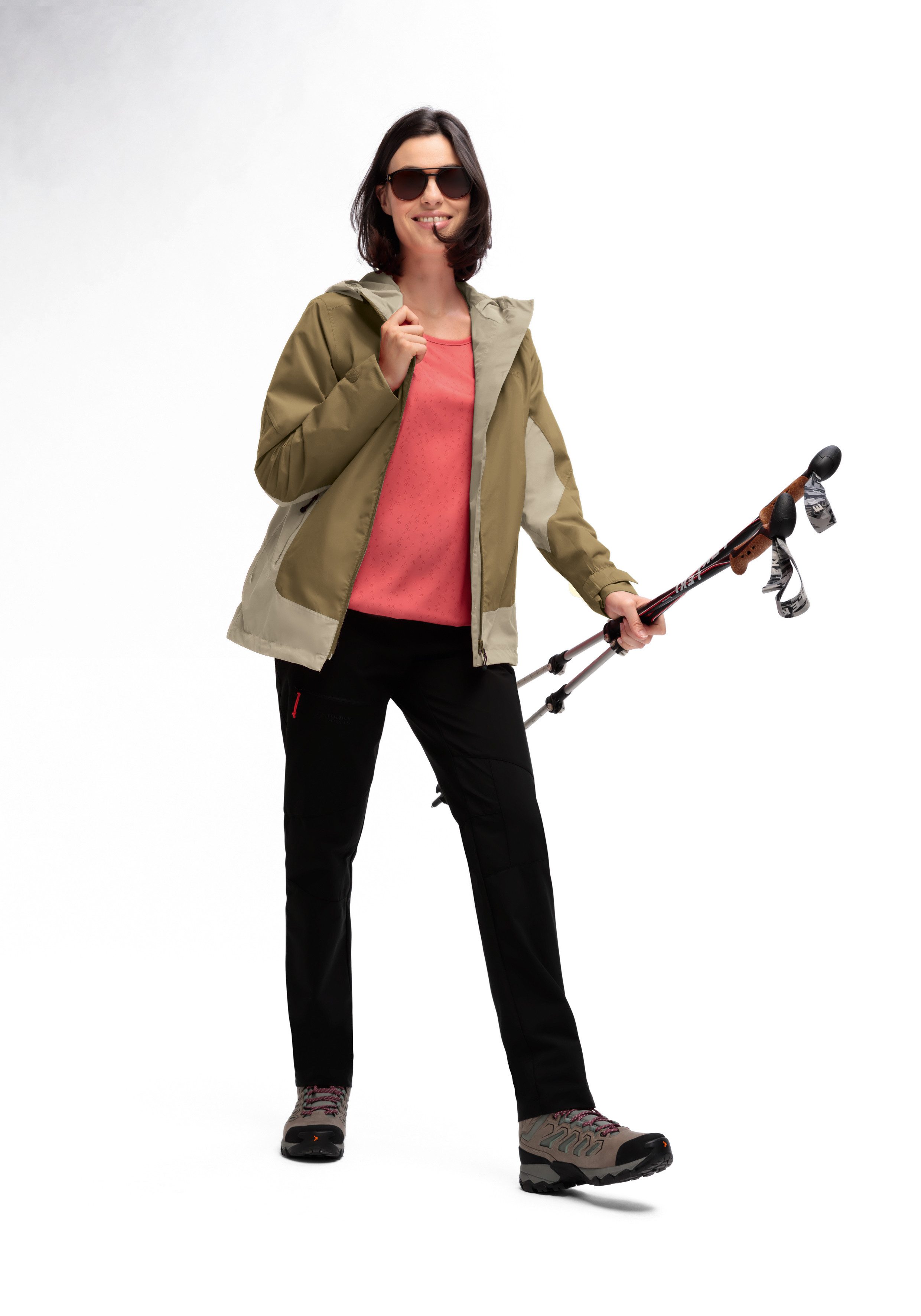 Maier Sports Outdoorjack Brocken W Dames jacke waterdicht, functionele jas met 2 buitenzakken + binnenzak