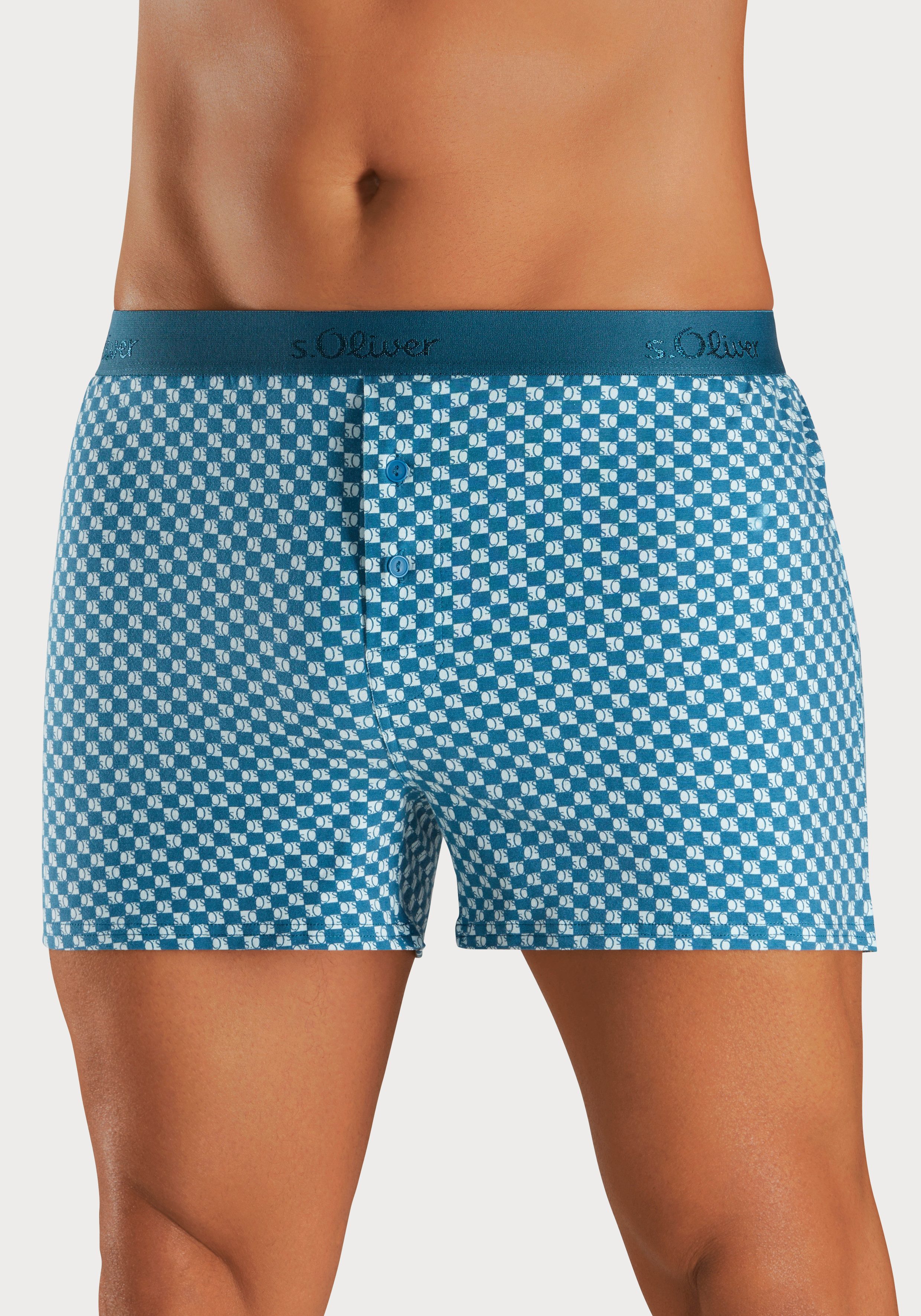 s.Oliver RED LABEL Beachwear Wijde boxershort unikleur en gedessineerd (set 2 stuks)