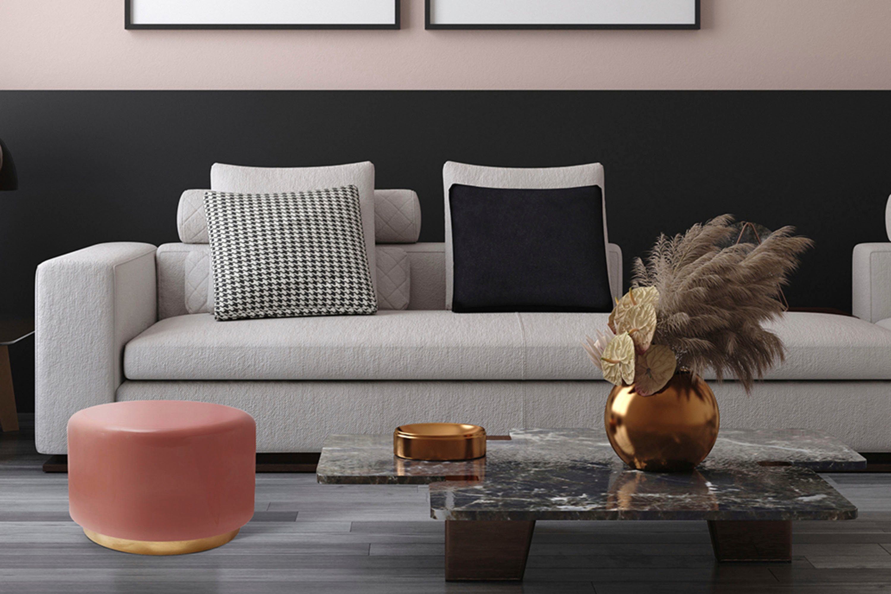 Kayoom Zithocker Kruk Artisse, elegante uitstraling door gouden sokkel (1 stuk) hockers roze