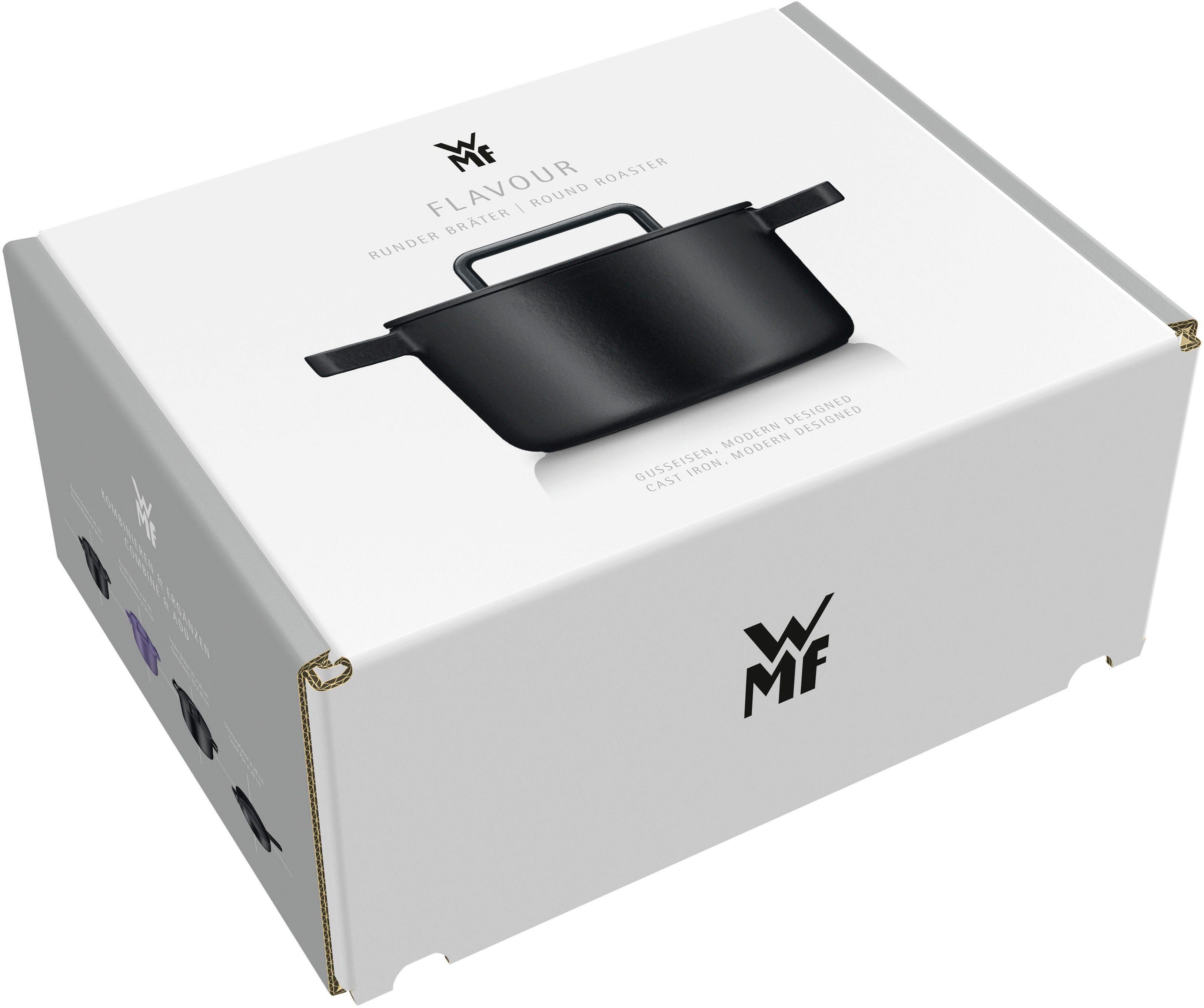 WMF Braadpan Flavour, Ø 22 cm 4,3 liter, gietijzeren kookgerei, deksel met condensatienoppen