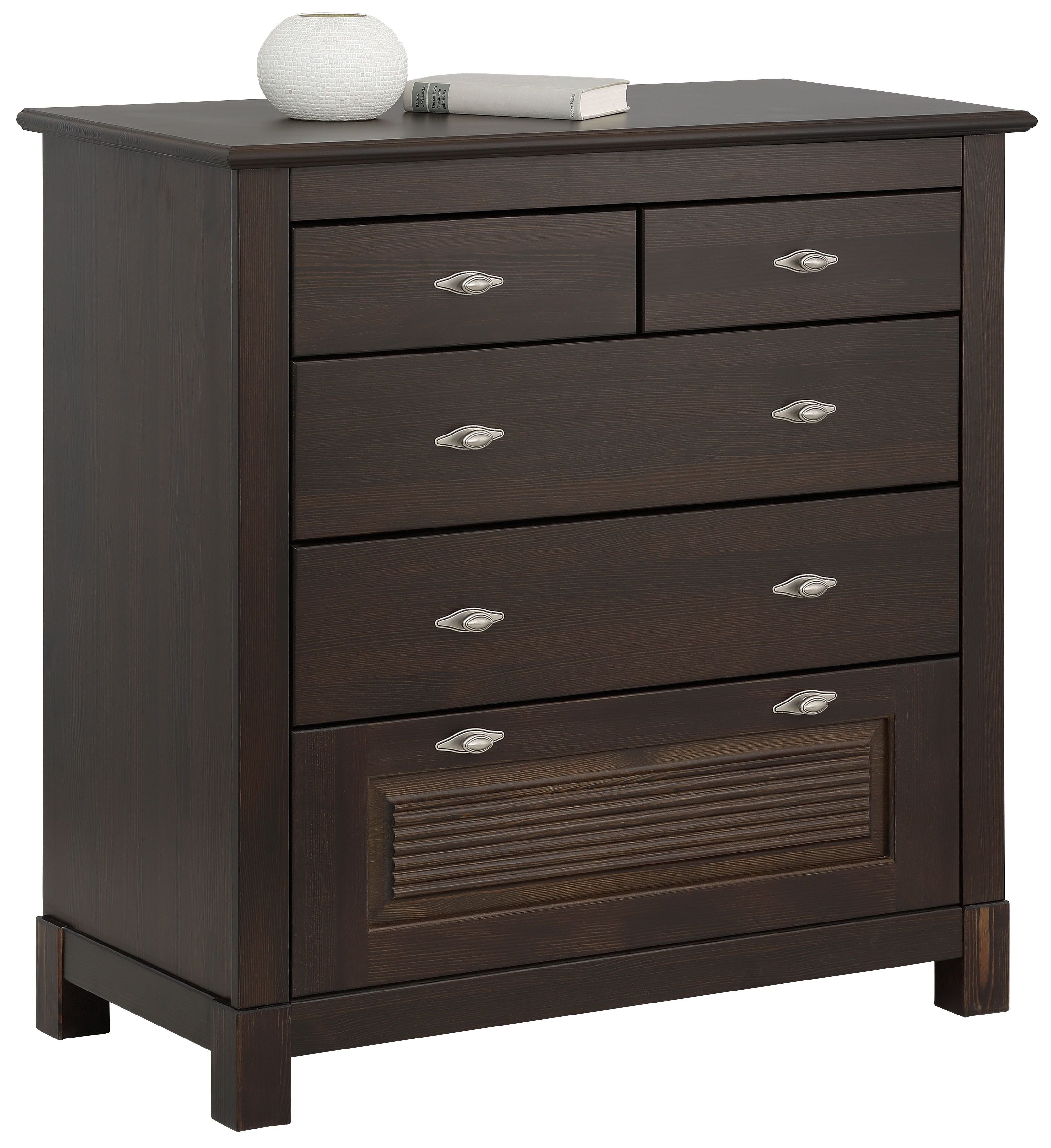Home affaire Ladekast Rauna van massief grenen, met 5 laden, breedte 96 cm commodes & ladekasten bruin