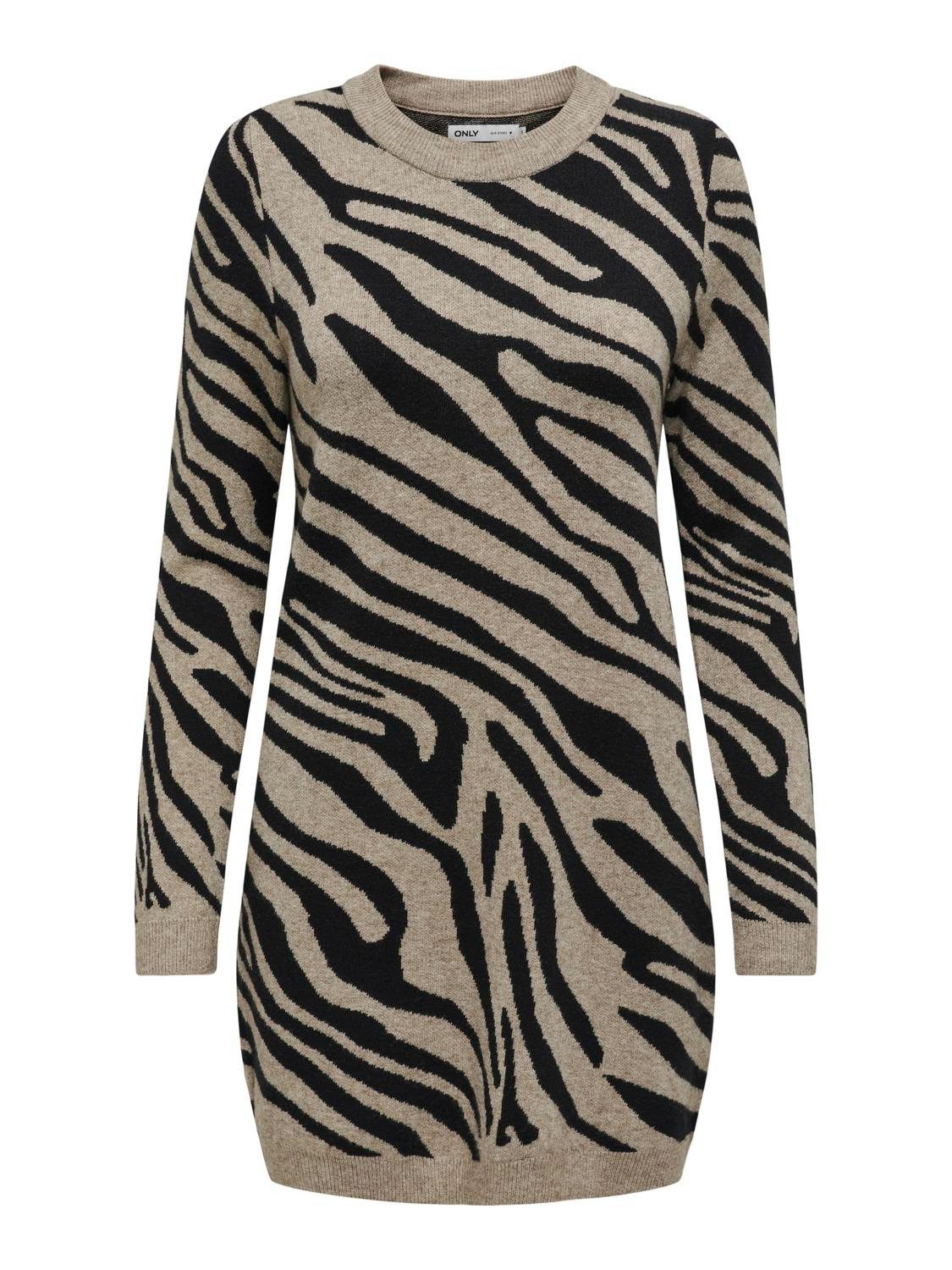 Only Gebreide jurk ONLJENNI LS ANIMAL DRESS EX KNT