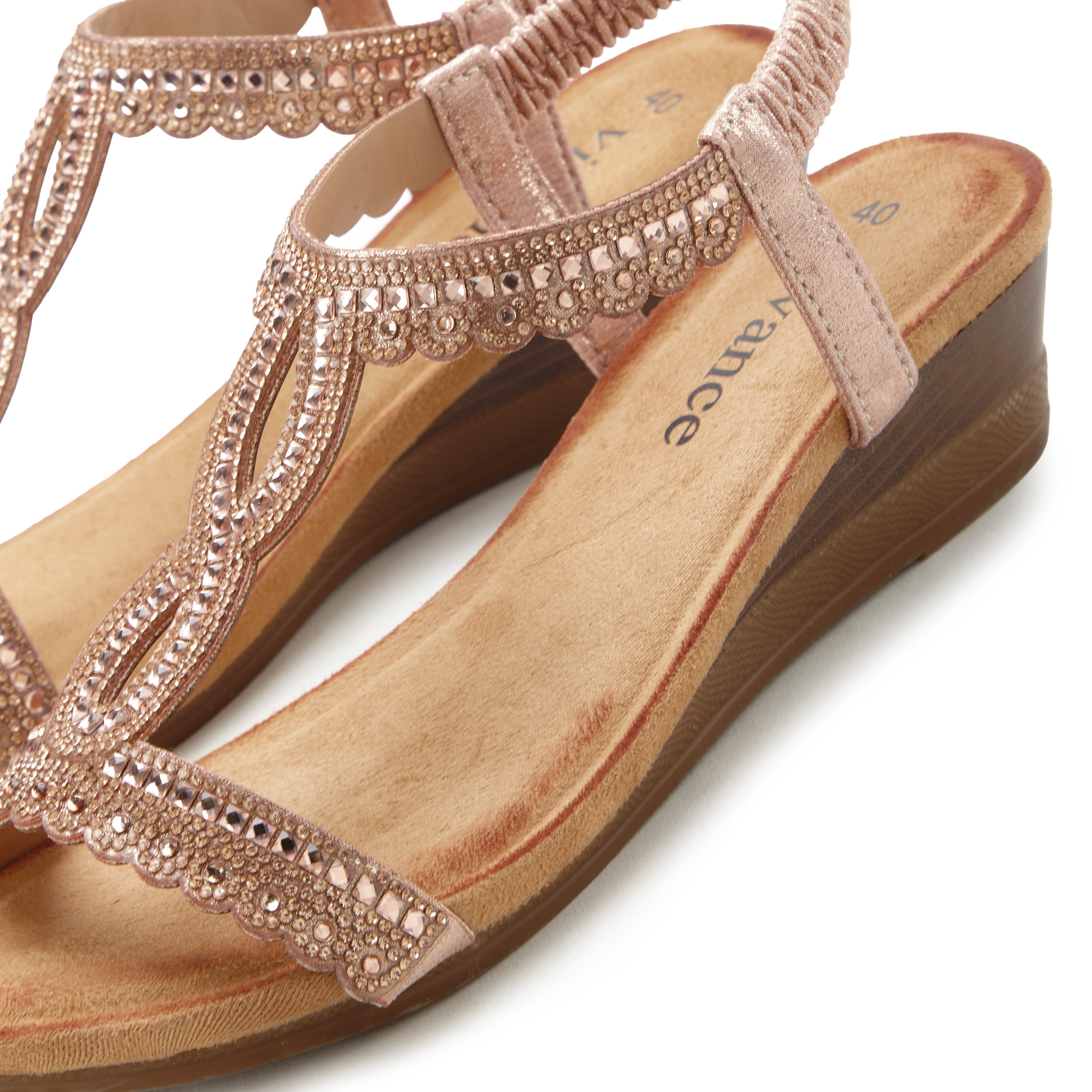 Vivance Sandaaltjes Zomerschoen Sandaal, zomerschoen met glinsterdetails en elastische bandjes VEGAN