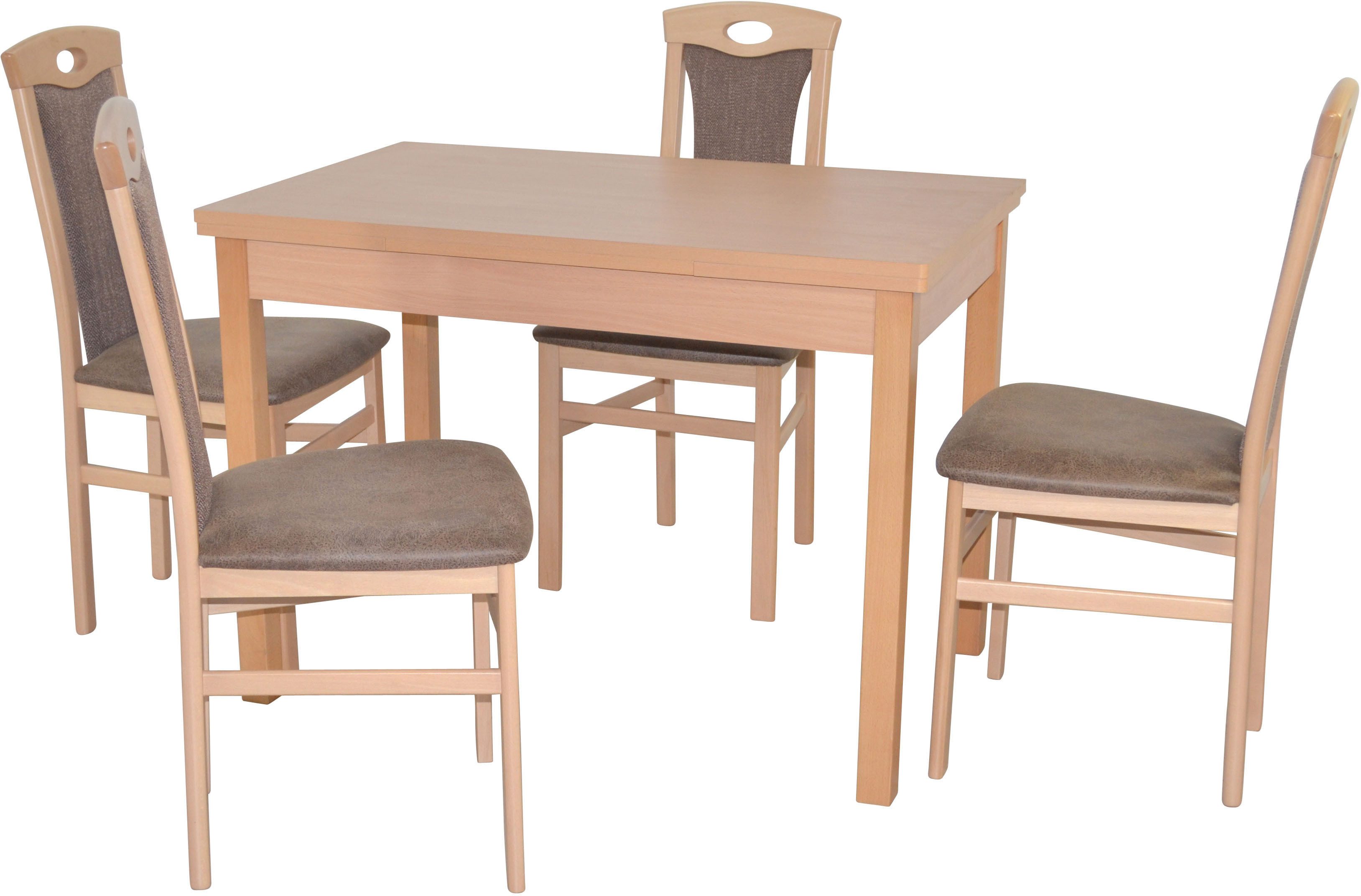 HOFMANN LIVING AND MORE Eethoek 5-delige eethoek Stoelen voorgemonteerd (voordeelset, 5-delig) eethoeken bruin