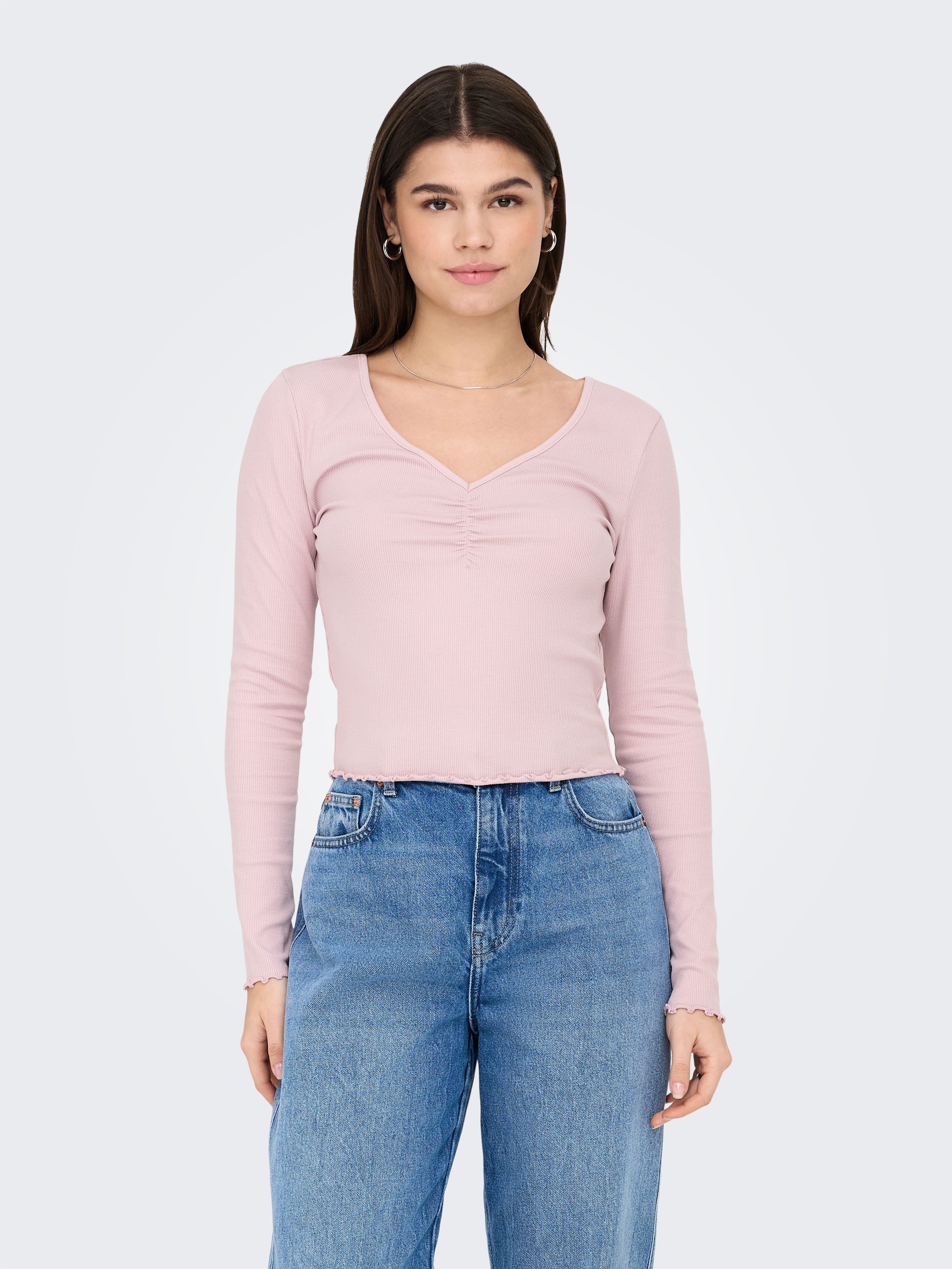 Only Shirt met lange mouwen ONLBETTY L/S V-NECK TOP CC JRS