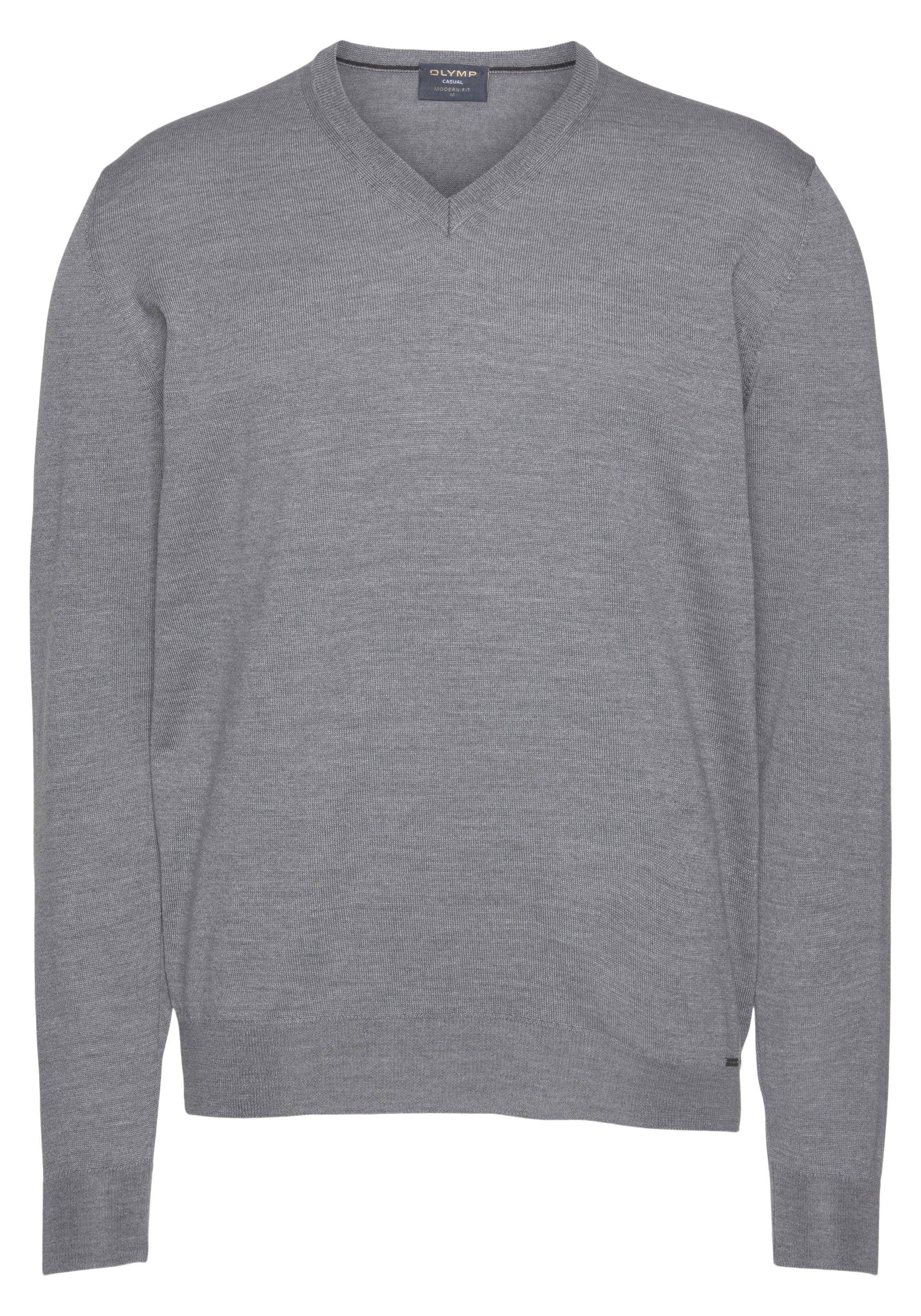 OLYMP Trui met V-hals OLYMP brei casual klassieke brei-pullover heren v-hals truien maat M grijs