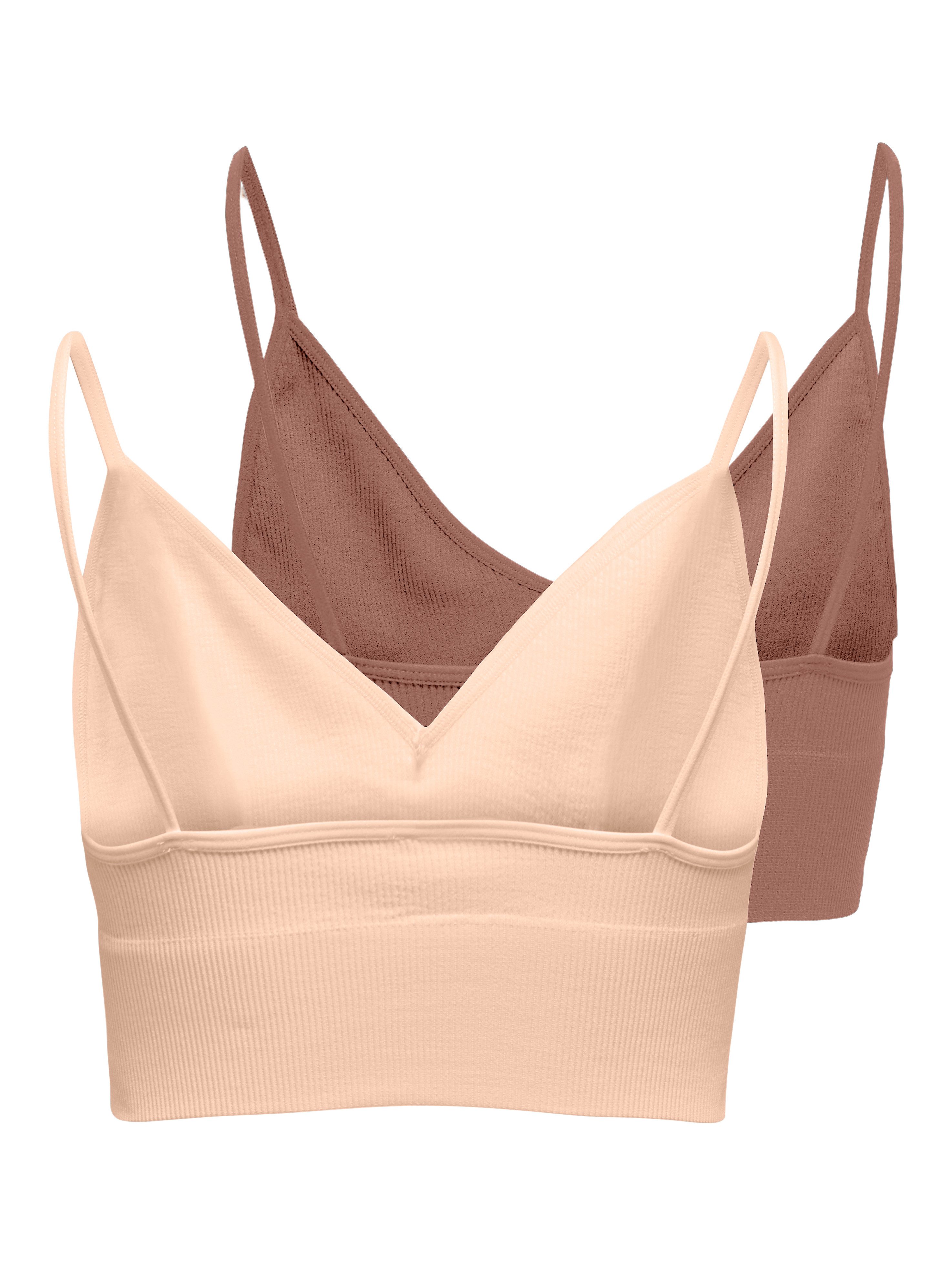 Only Bustier ONLVICKY RIB S-LESS V-NECK 2-PACK TOP (2-delig, Set van 2)