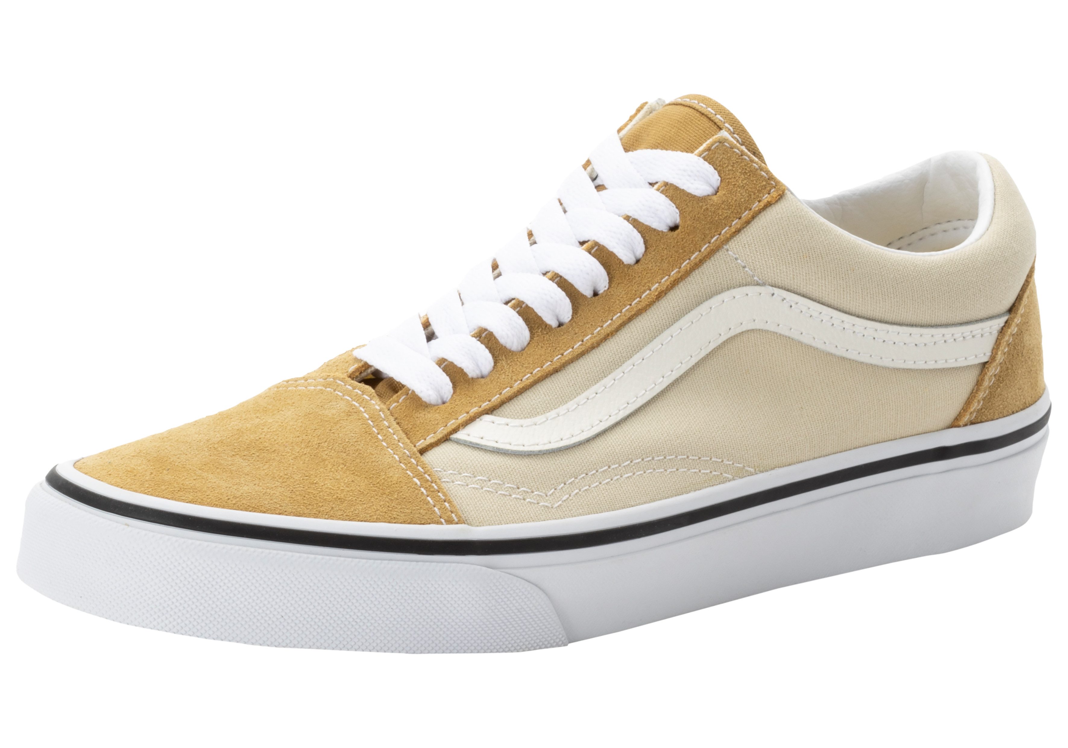 Vans Sneakers Old Skool met contrasterend logobadge aan de hiel jongens lage sneakers maat 38,5 bruin