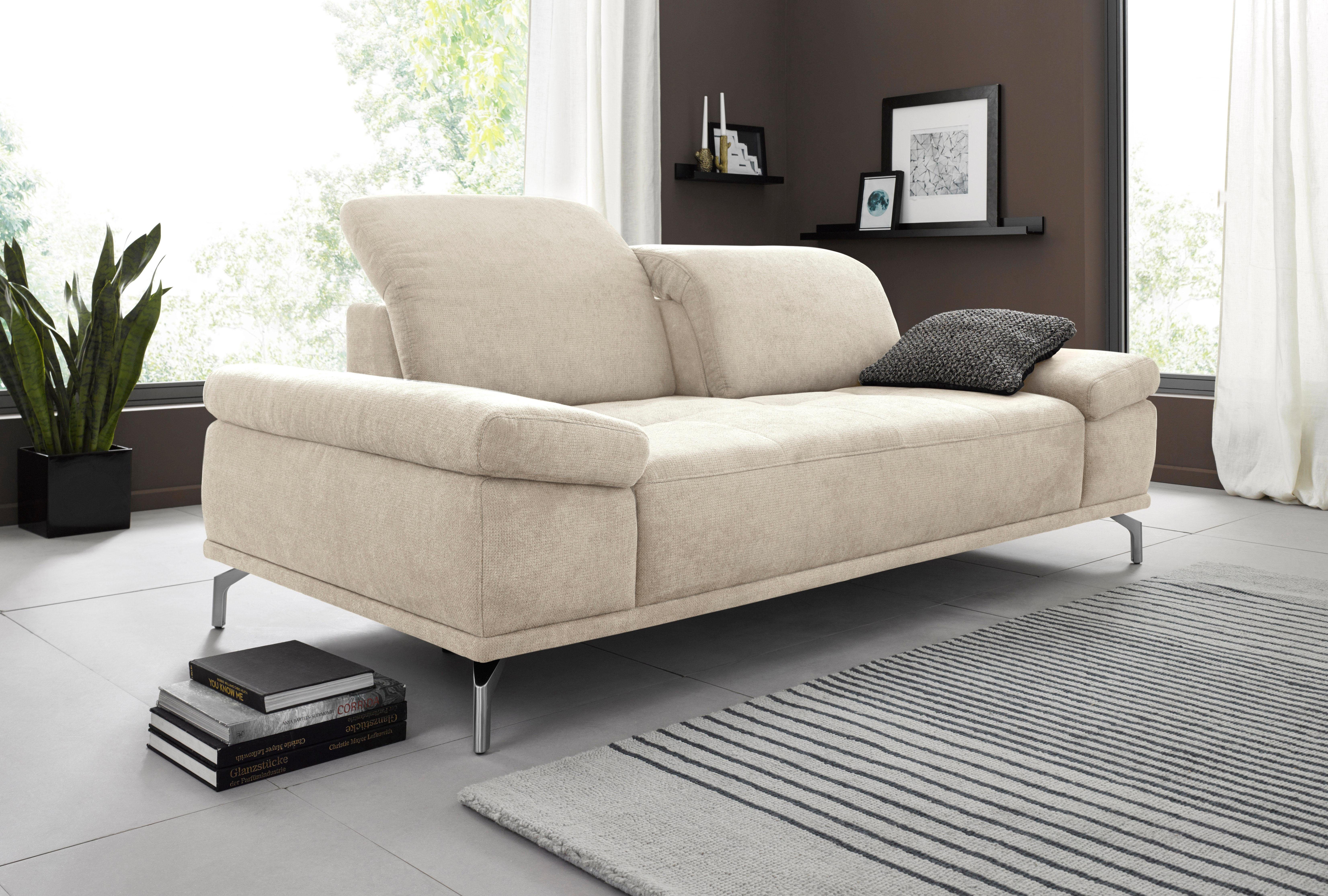 Places of Style 3-zitsbank Caluna met zitdiepte- en hoofdsteunverstelling beige, 3-zitsbanken