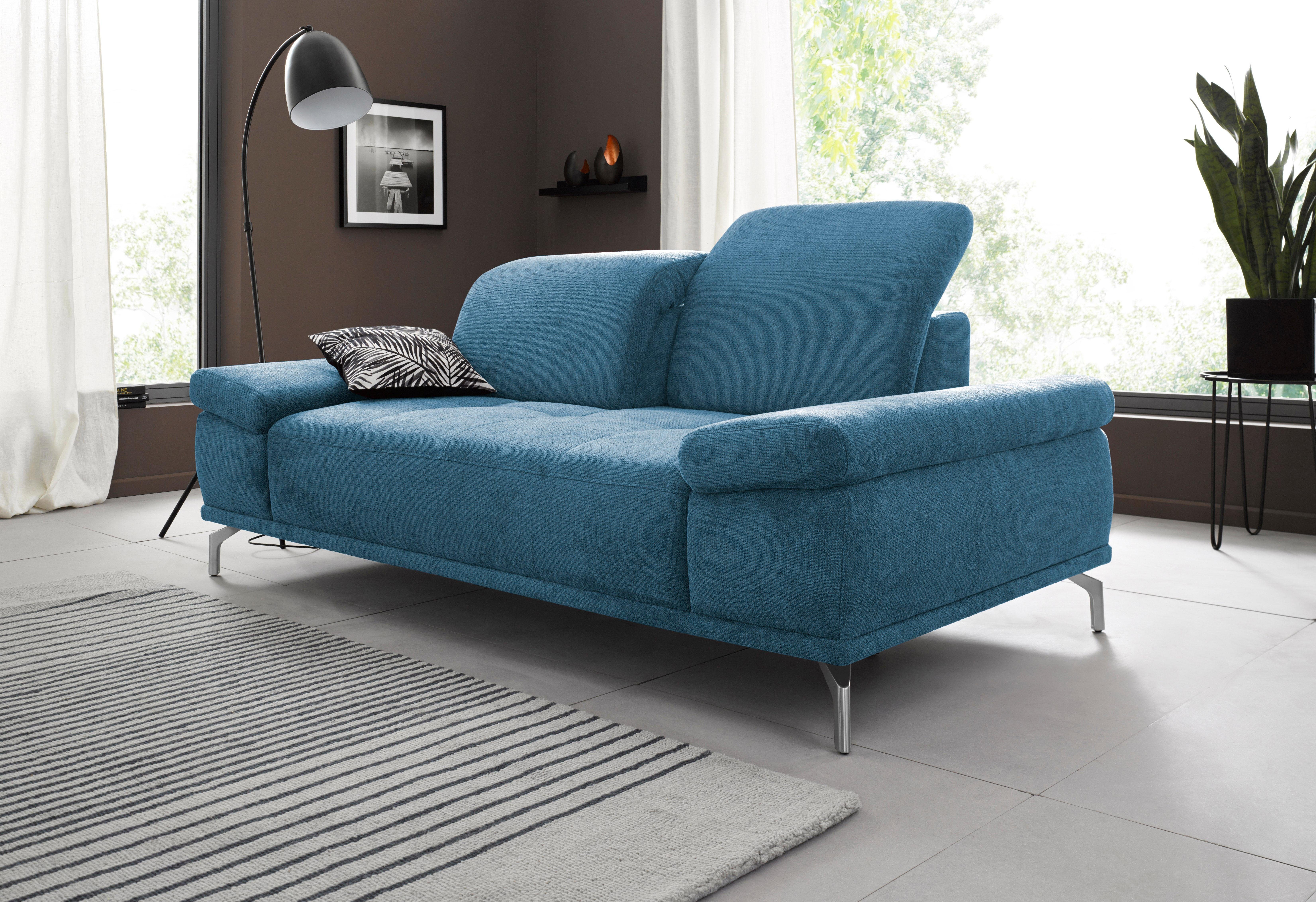 Places of Style 2-zitsbank Caluna met zitdiepte- en hoofdsteunverstelling blauw, 2-zitsbanken