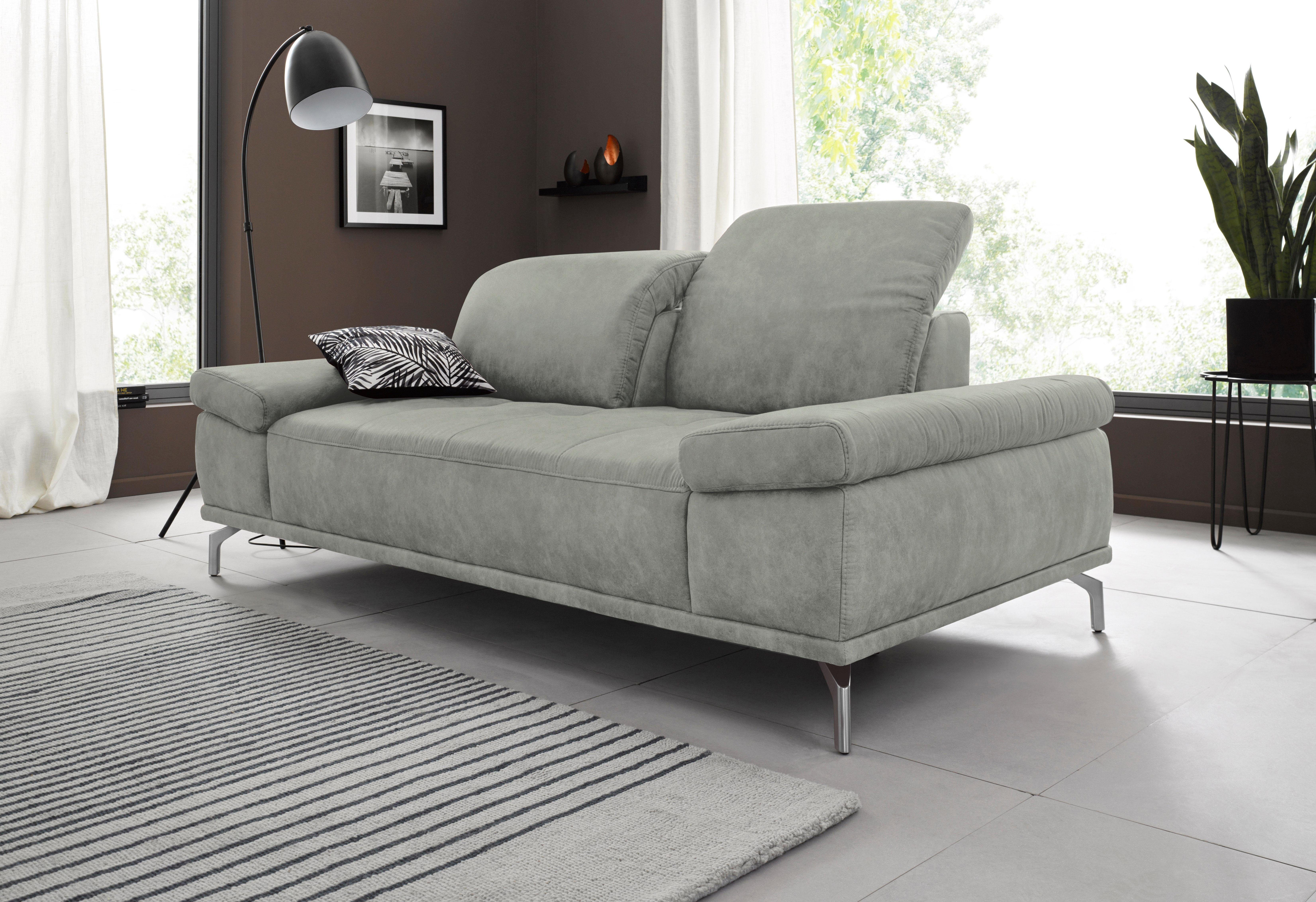 Places of Style 2-zitsbank Caluna met zitdiepte- en hoofdsteunverstelling grijs, 2-zitsbanken