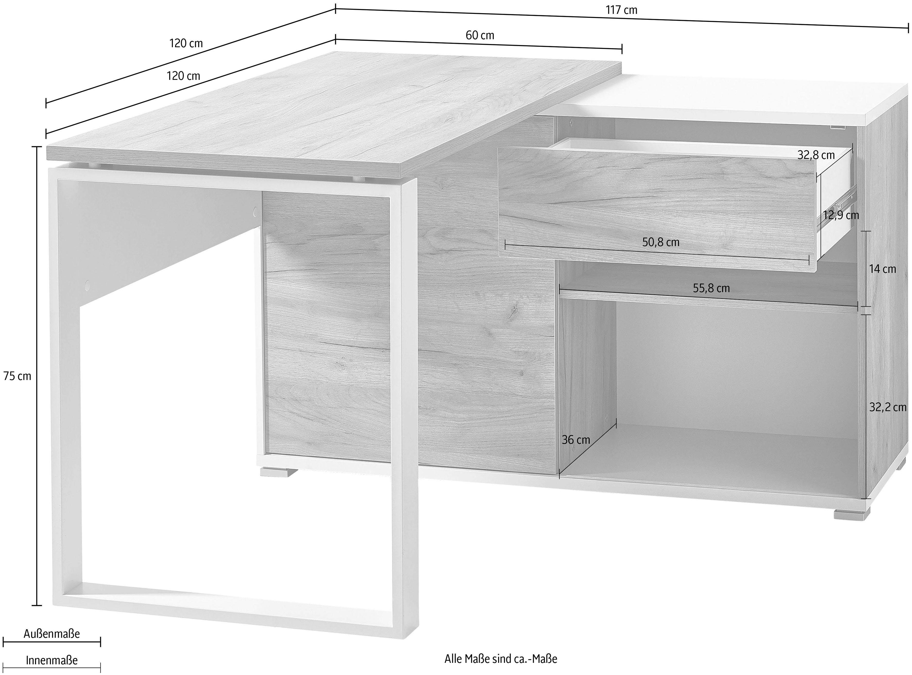 GERMANIA Hoekbureau GW-Lioni met geïntegreerd dressoir