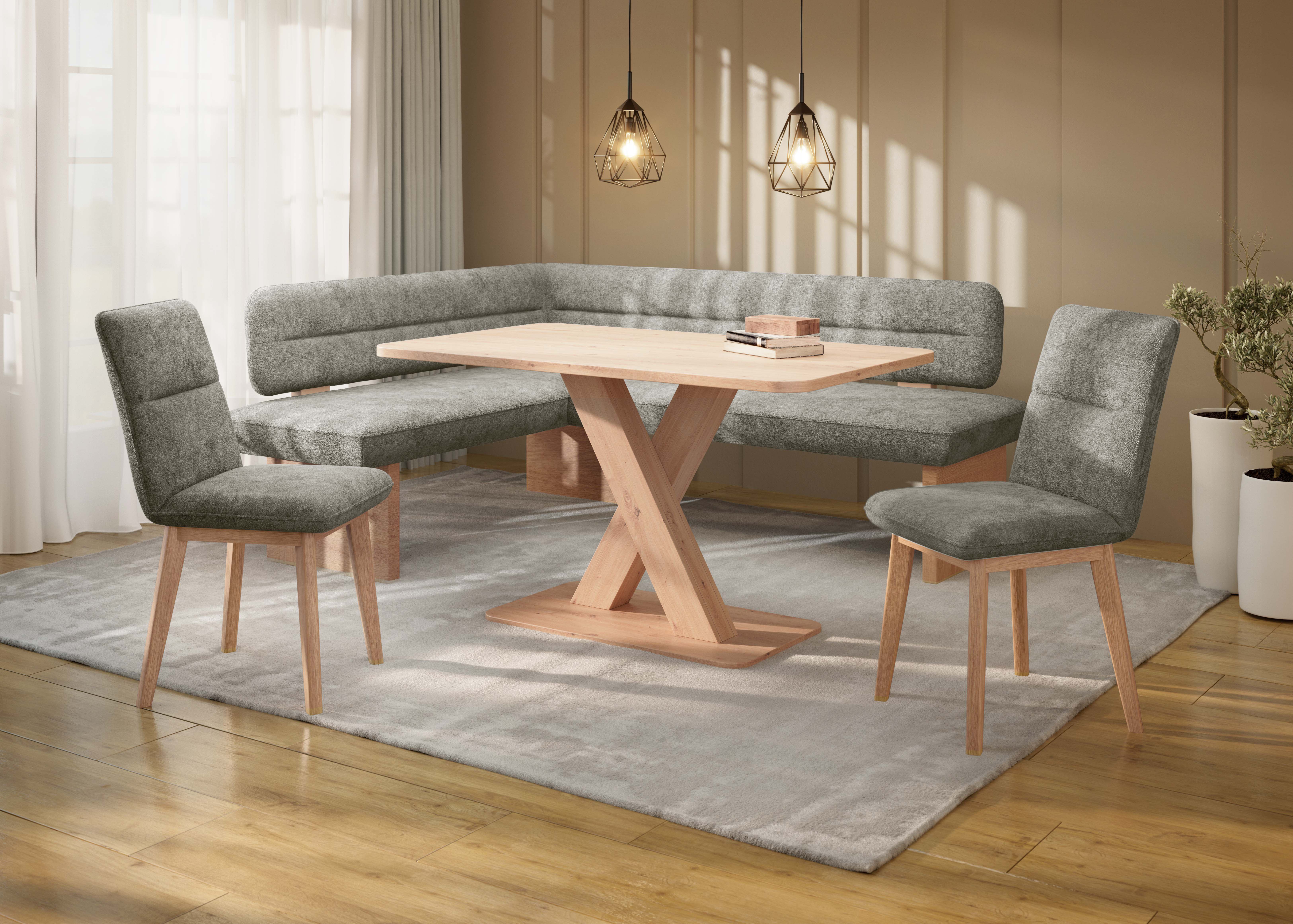 Home affaire Eethoek Louise + Miles eetkamerset, zitgroep, hoekbank, keukenbank Eetkamer zitgroep stoelen tafel en bank comfortabel gepolsterd (4-delig)