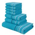 my home handdoekenset niki met gestreepte randen (set, 7-delig) blauw