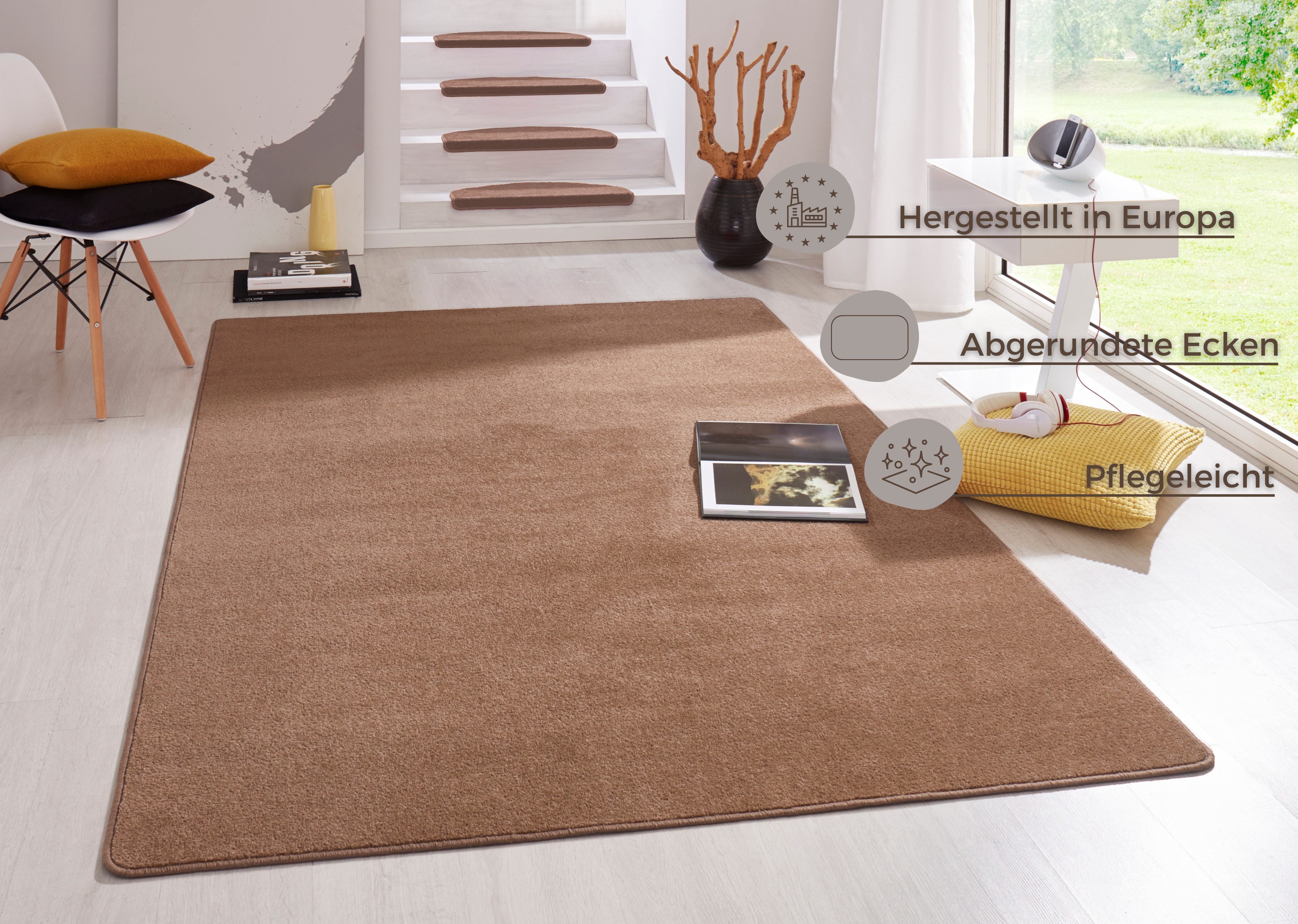 HANSE Home Vloerkleed Fancy Kortpolig, loper, effen, geketteld, woonkamer, slaapkamer, eetkamer