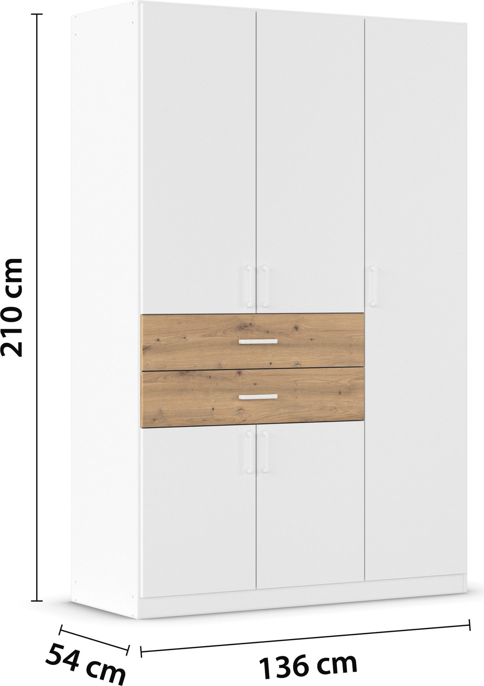rauch Draaideurkast Kledingkast kast garderobe MAIKA met decor-front 2 lades, in verschillende breedtes, hoogtes, kleuren, made in germany