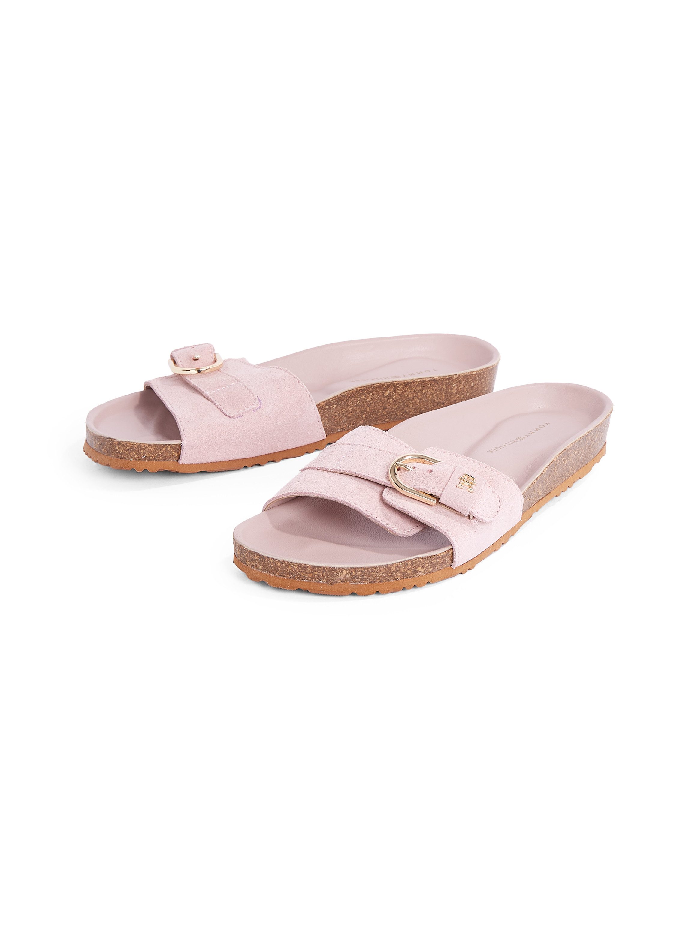 Tommy Hilfiger Slippers SOFT SUEDE ADJUSTABLE MULE , sleehak, zomer mode, instapschoen, flats met th-logo