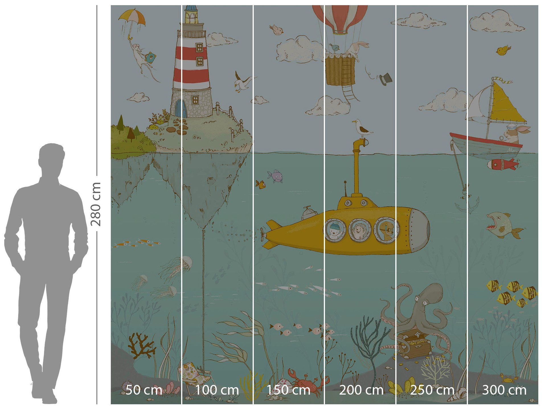 Komar Vliesbehang Digitale print vlies - Sealife - Afmeting 300 x 280 cm