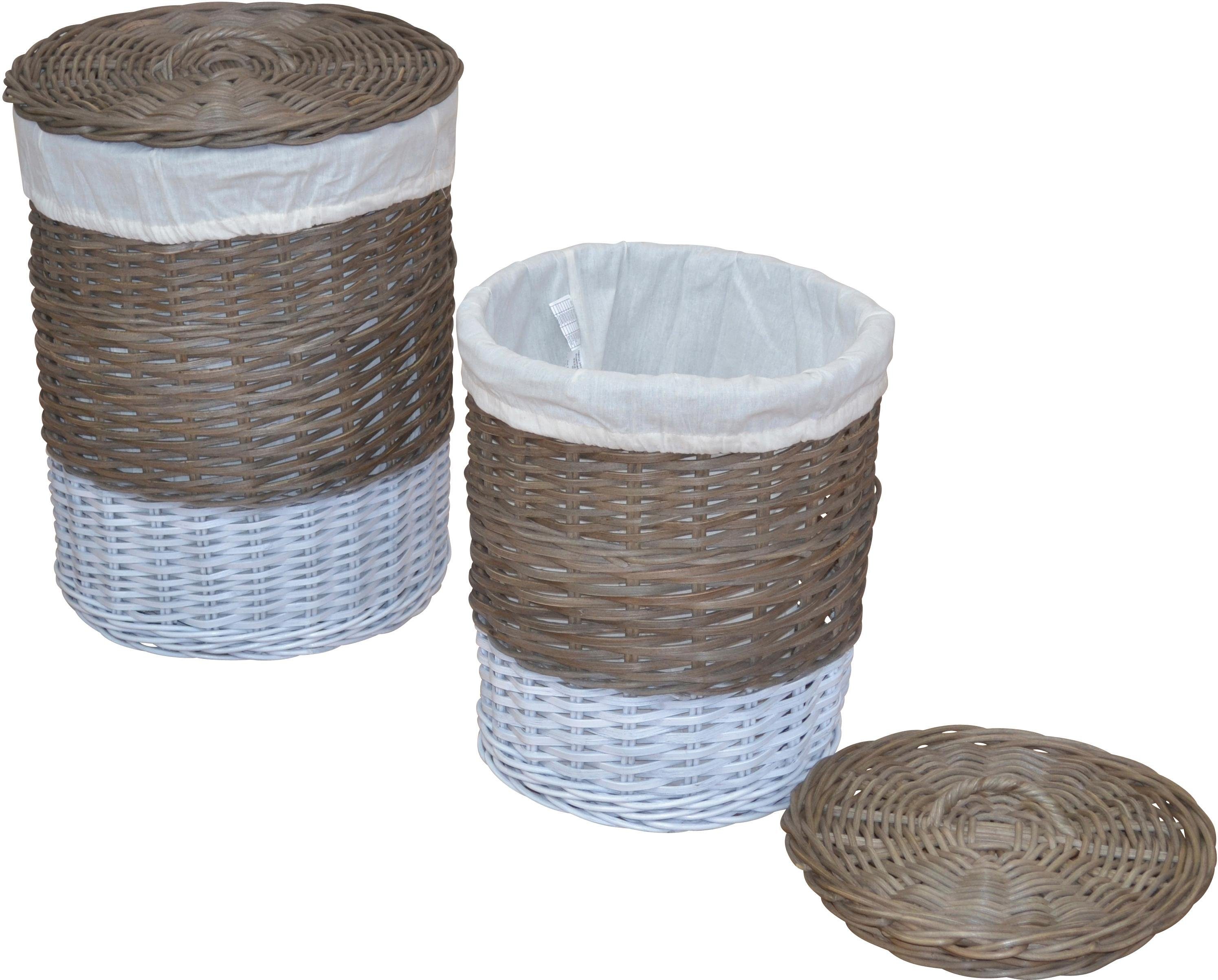 Home affaire Wasmand Van riet, hoogte ca. 51 cm + 60 cm (set, 2 stuks)
