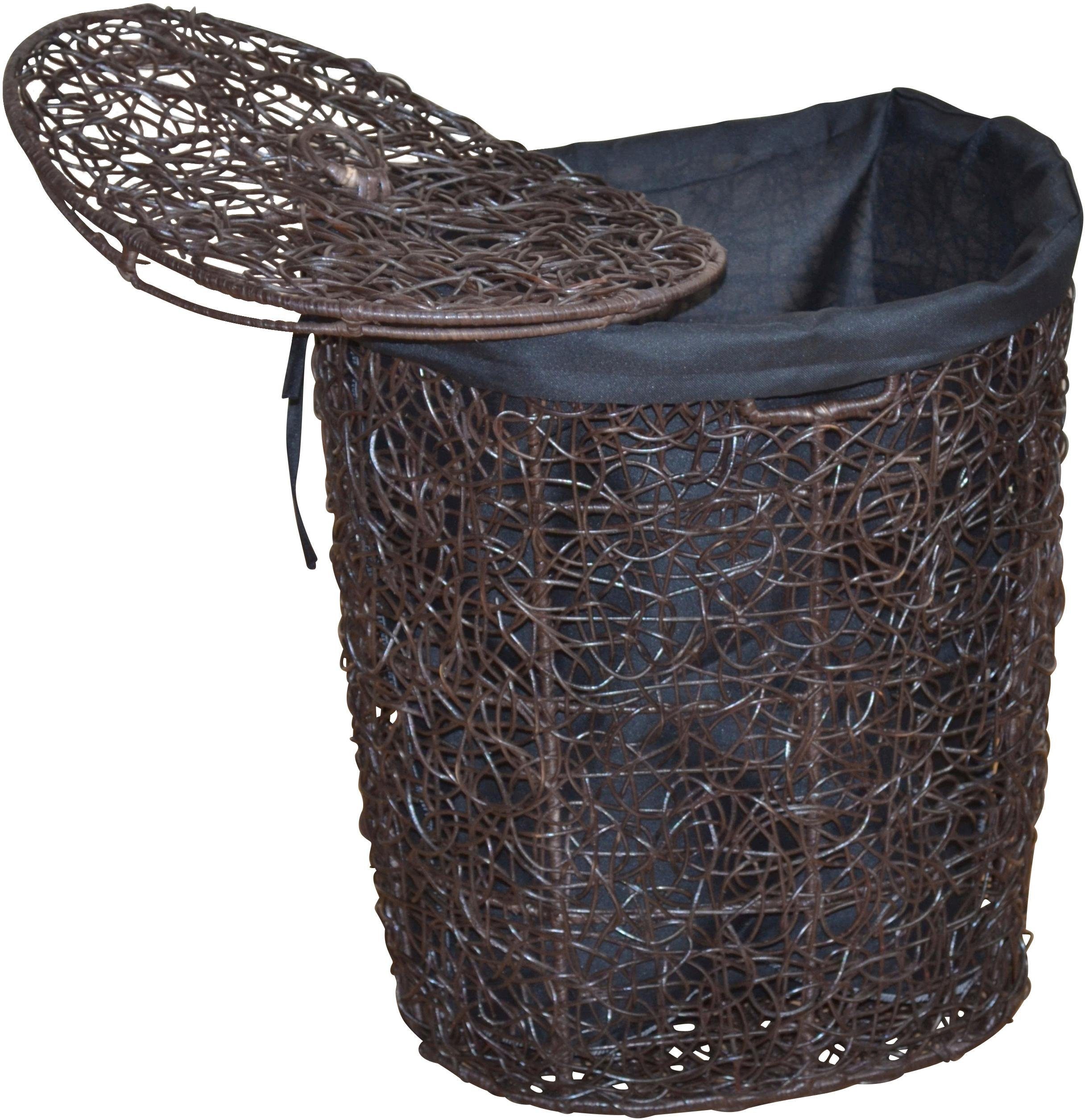 Home affaire Wasmand Rotan-vlechtwerk, met stofinzet en deksel, hoogte 62 cm