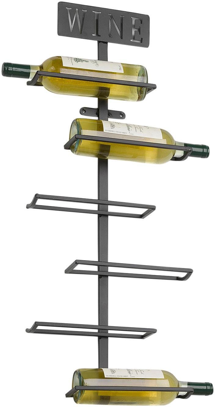 locker Flessenrek voor 6 flessen om op te hangen wijnrekken maat 33x10x80 cm zwart