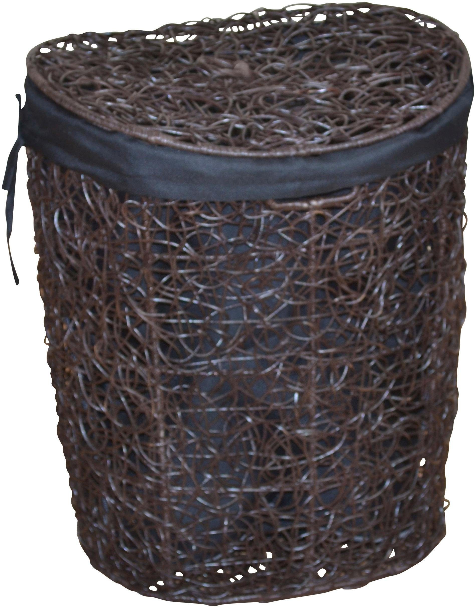 Home affaire Wasmand Rotan-vlechtwerk, met stofinzet en deksel, hoogte 62 cm