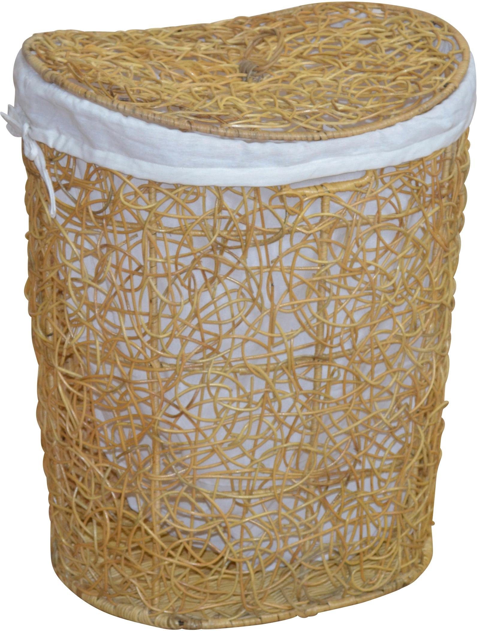 Home affaire Wasmand Rotan-vlechtwerk, met stofinzet en deksel, hoogte 62 cm