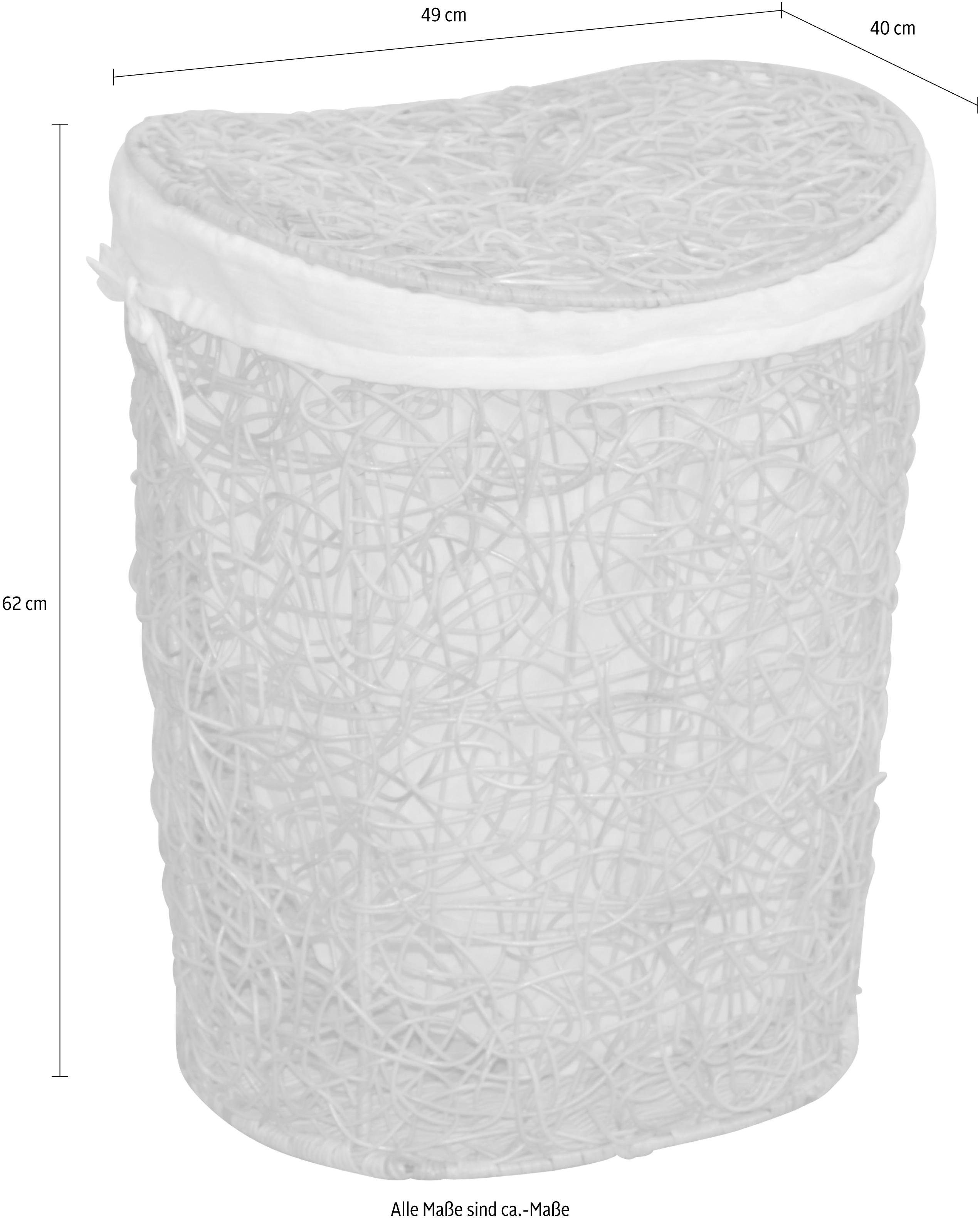 Home affaire Wasmand Rotan-vlechtwerk, met stofinzet en deksel, hoogte 62 cm