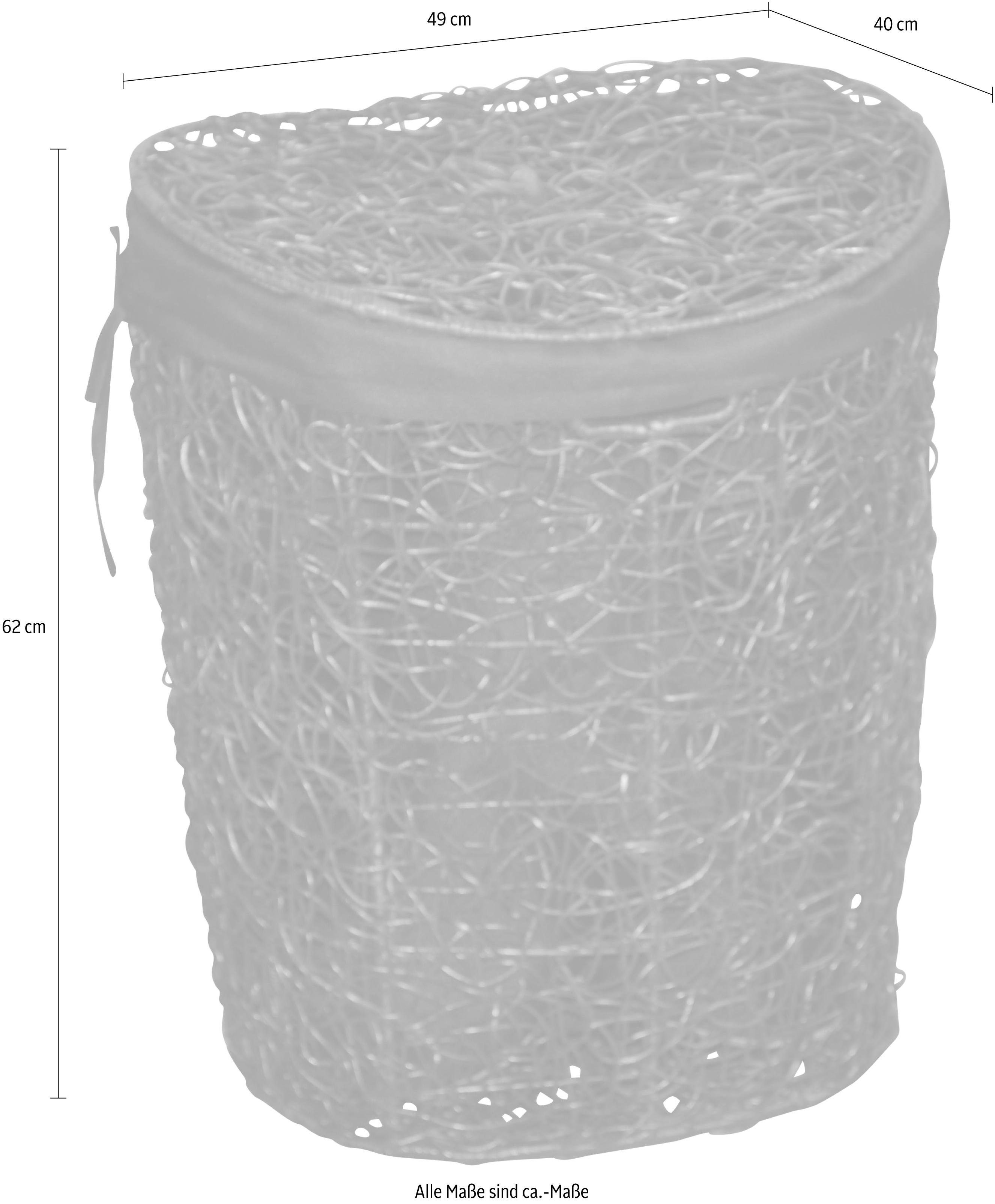 Home affaire Wasmand Rotan-vlechtwerk, met stofinzet en deksel, hoogte 62 cm