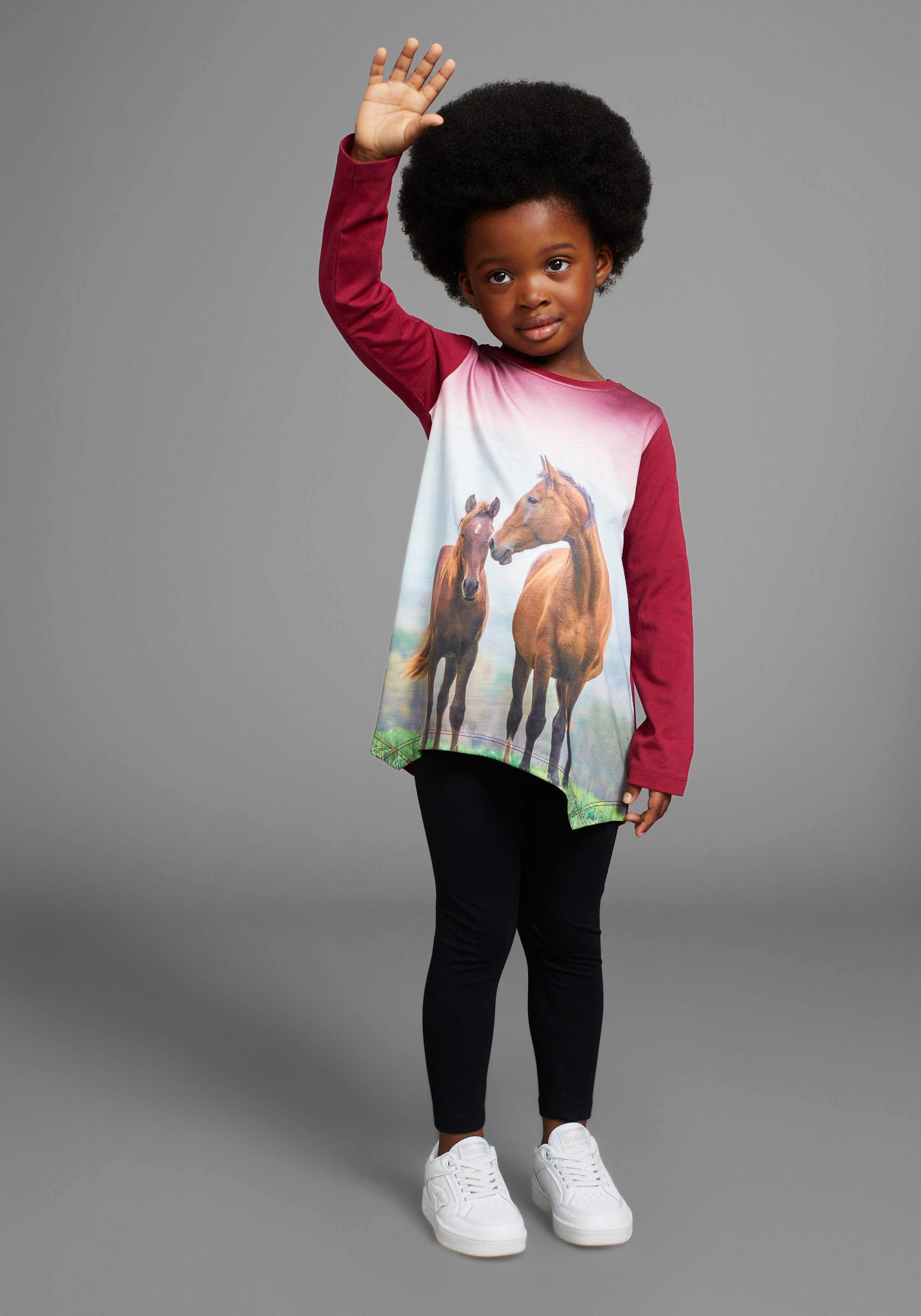 KIDSWORLD Shirt met lange mouwen & legging 2-delig set shirt + legging met paardenmotief -...