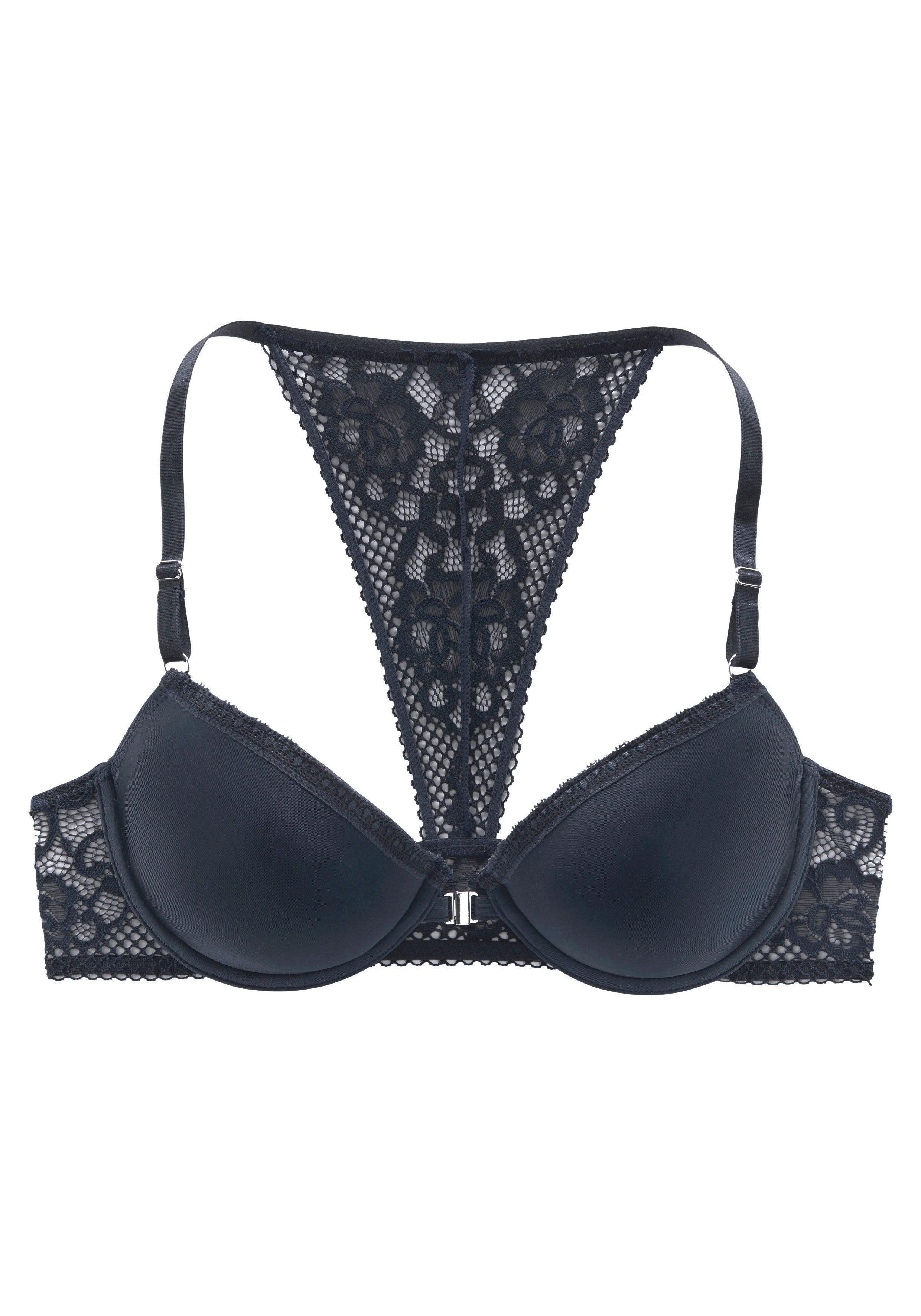 s.Oliver RED LABEL Beachwear Bh met steuncups Lisette met voorsluiting en mooie kanten achterkant, dessous dames voorgevormde bh's maat 80 D grijs