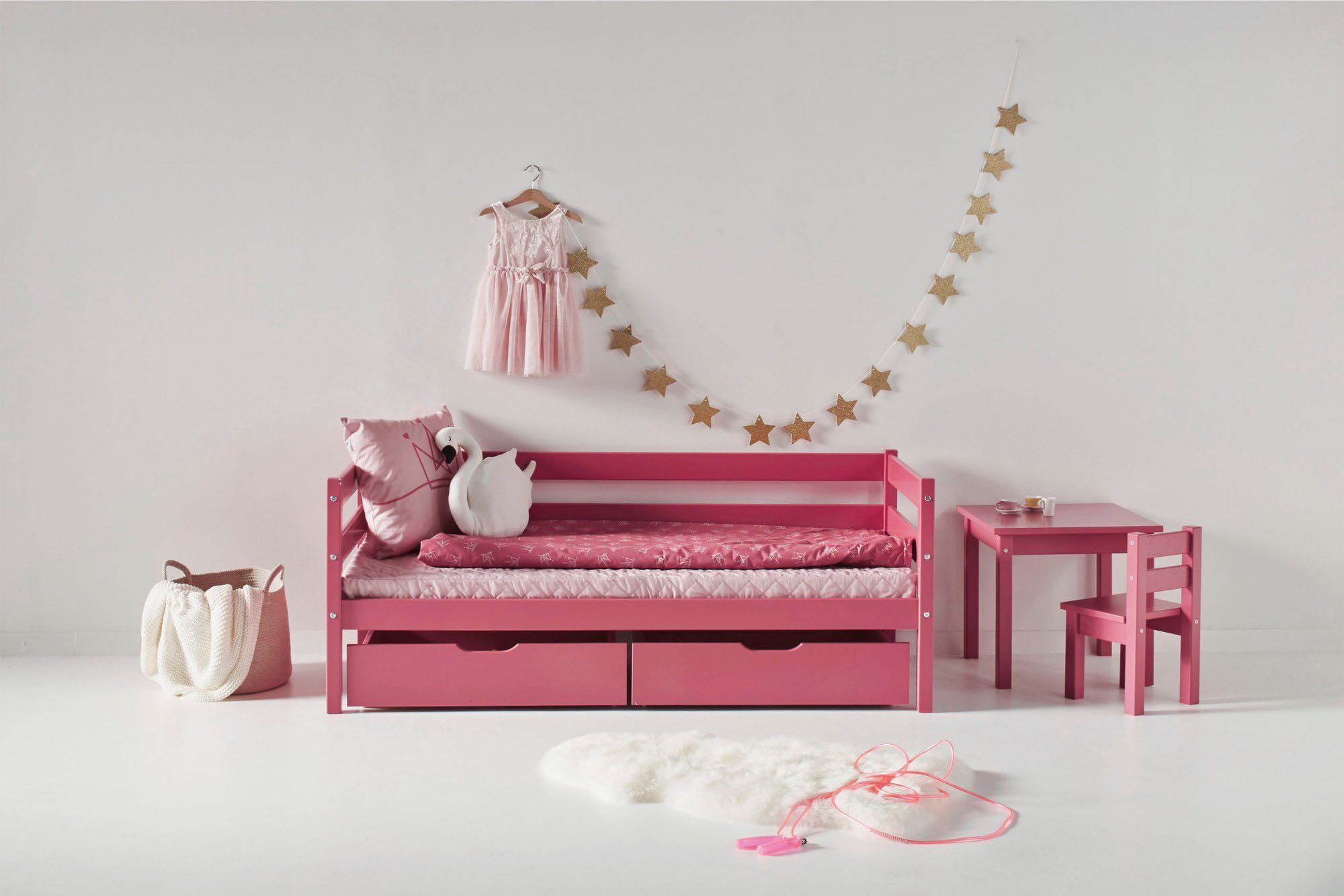 Hoppekids 1-persoonsledikant ECO Comfort kinderbed, massief grenenhout, tienerbed inclusief lattenbodem (set)