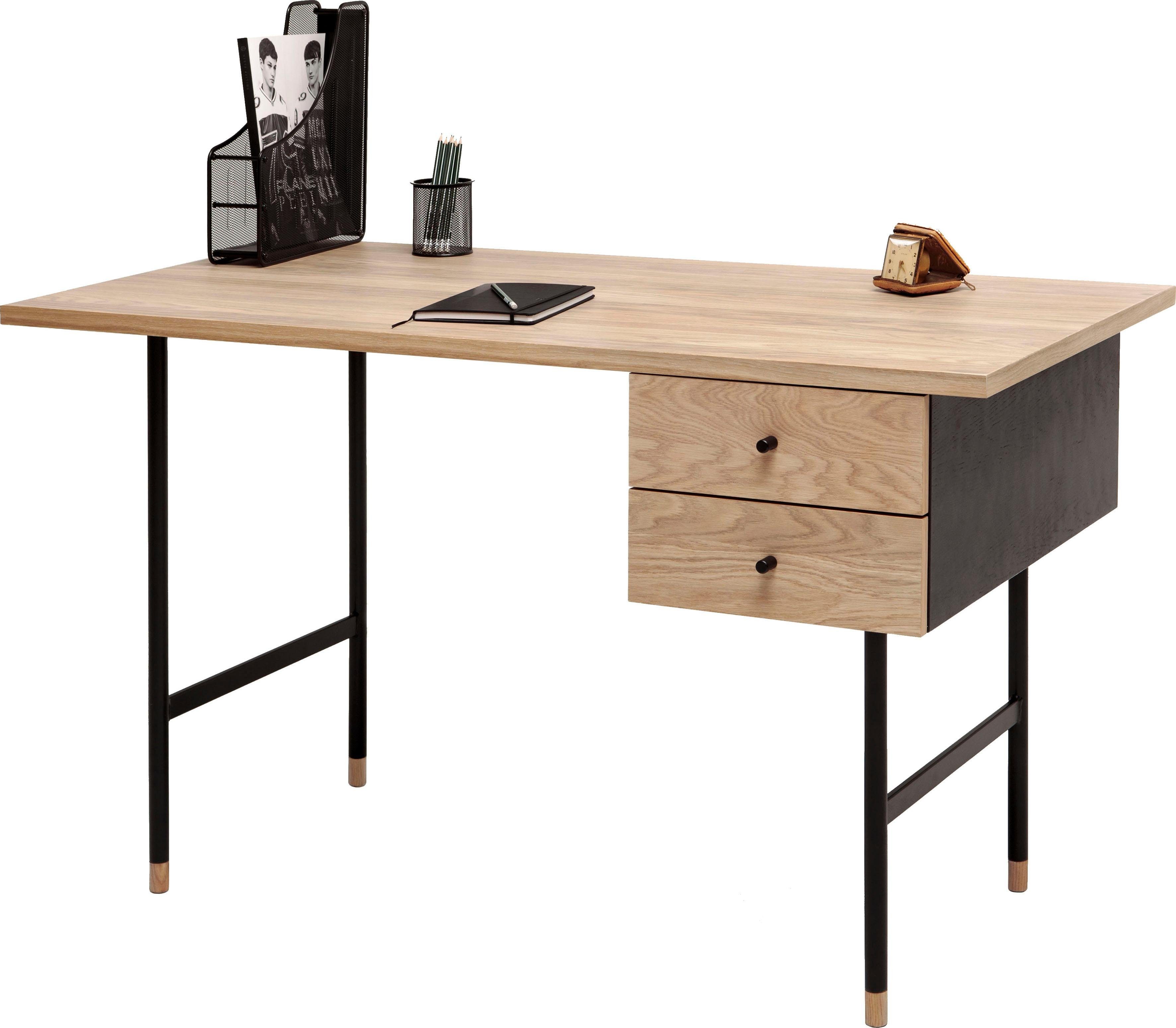 Woodman Bureau Daniel Laden met soft-closefunctie, poten van metaal bureaus zwart
