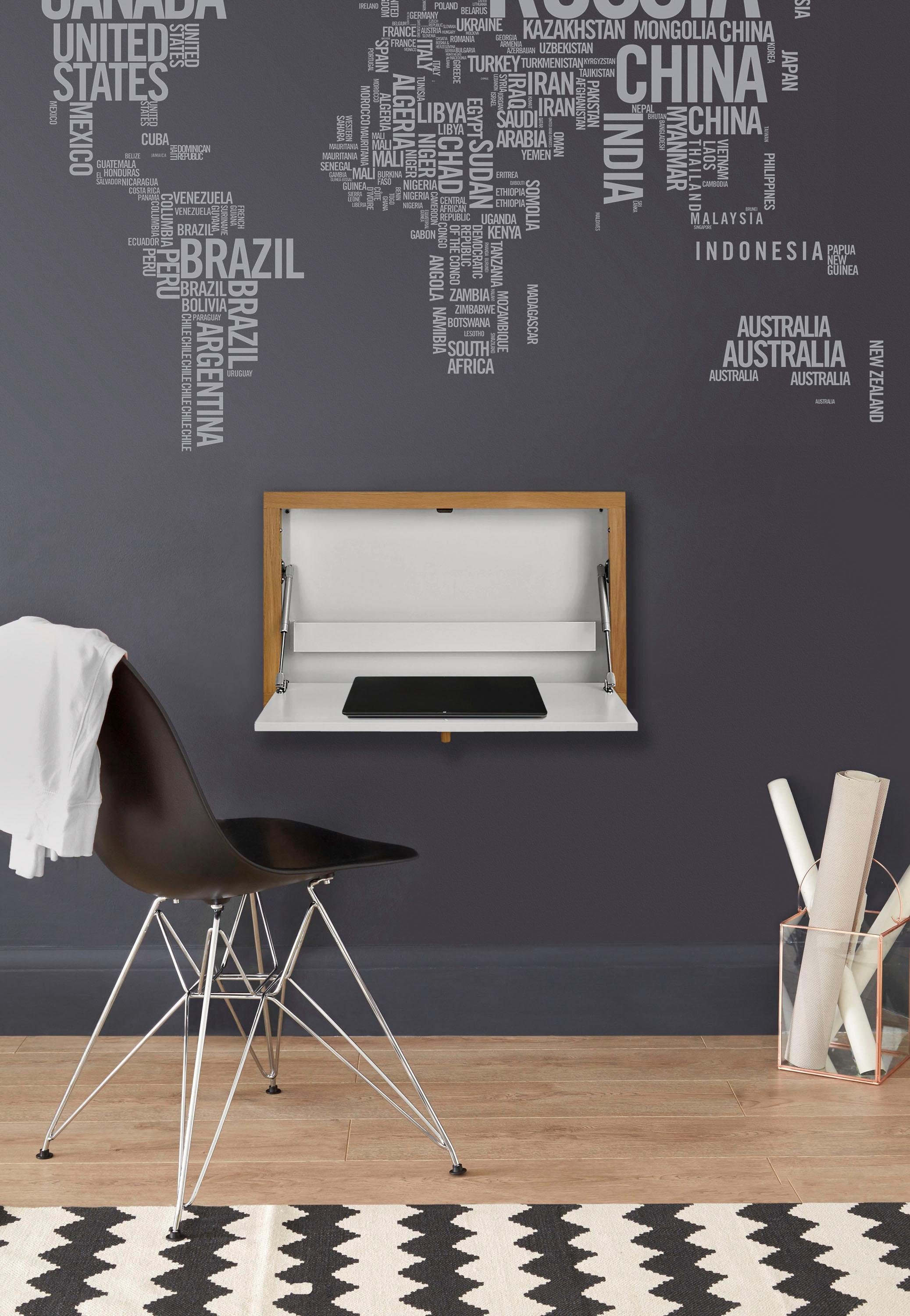 Woodman Klaptafel Brenta om open te klappen, ruimtebesparend, frame van massief eiken eettafels wit