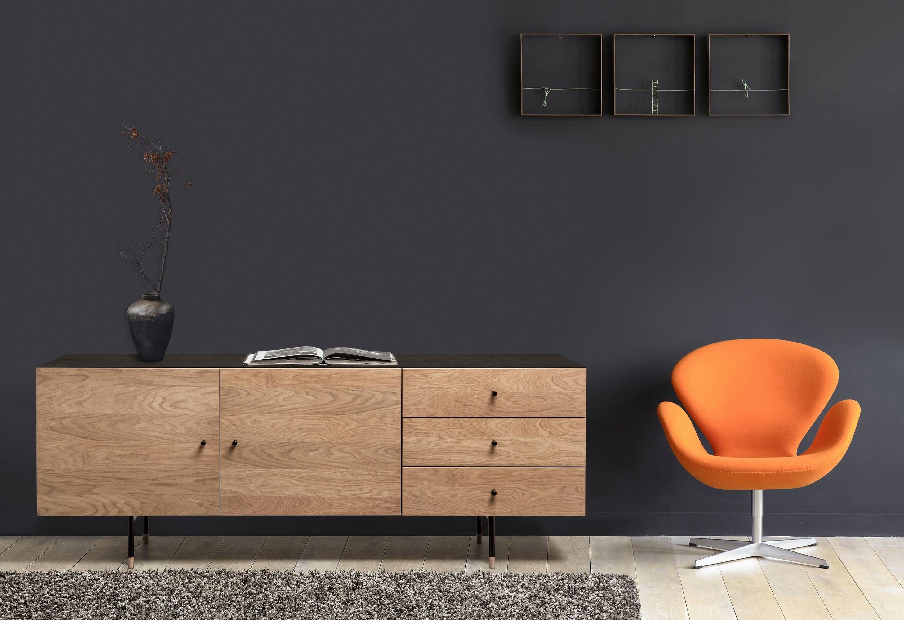 Woodman Dressoir Daniel Commode met soft close functie, breedte 180 cm dressoirs zwart
