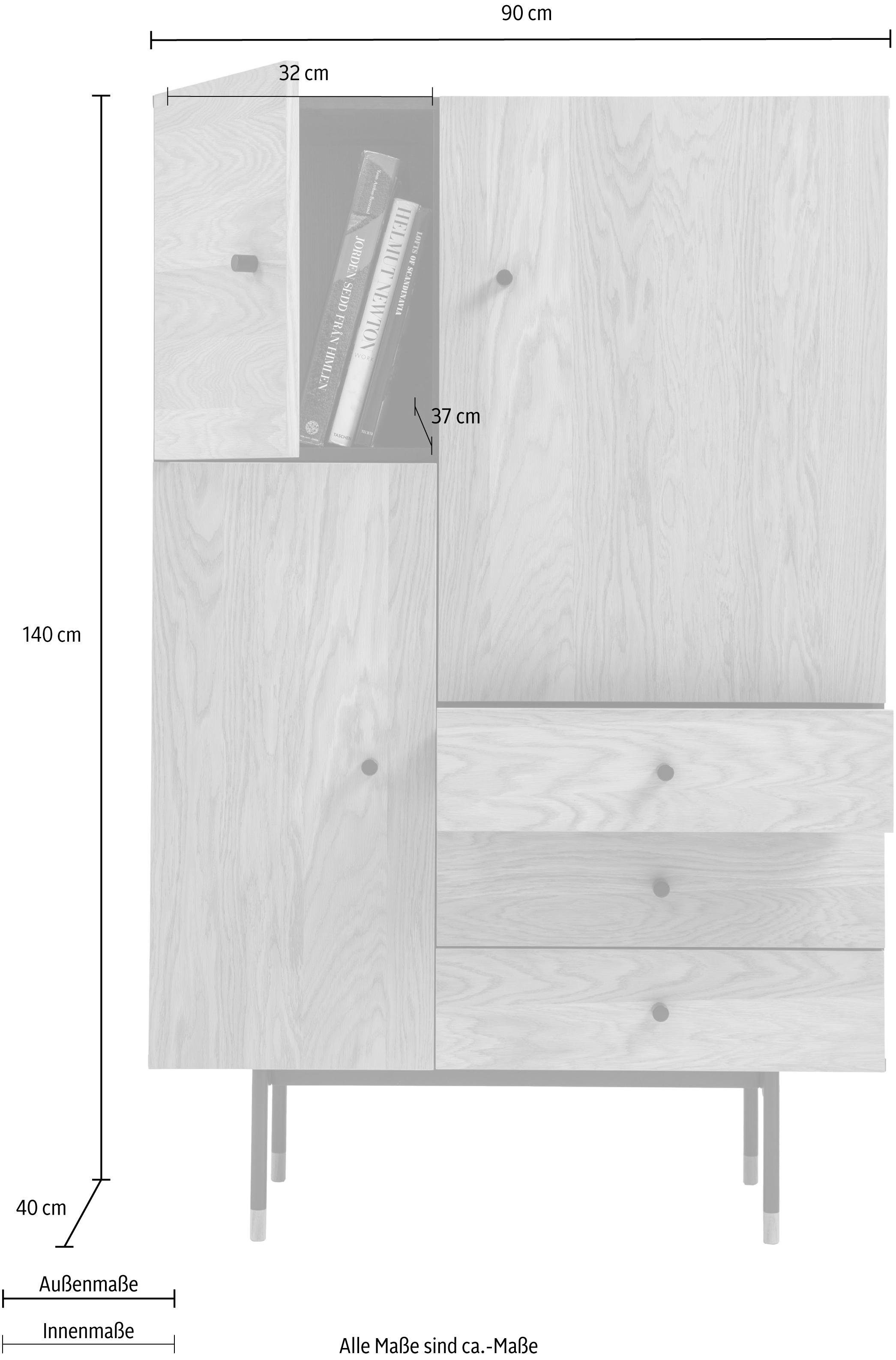 Woodman Highboard Daniel Opbergkast met soft close functie, breedte 90 cm