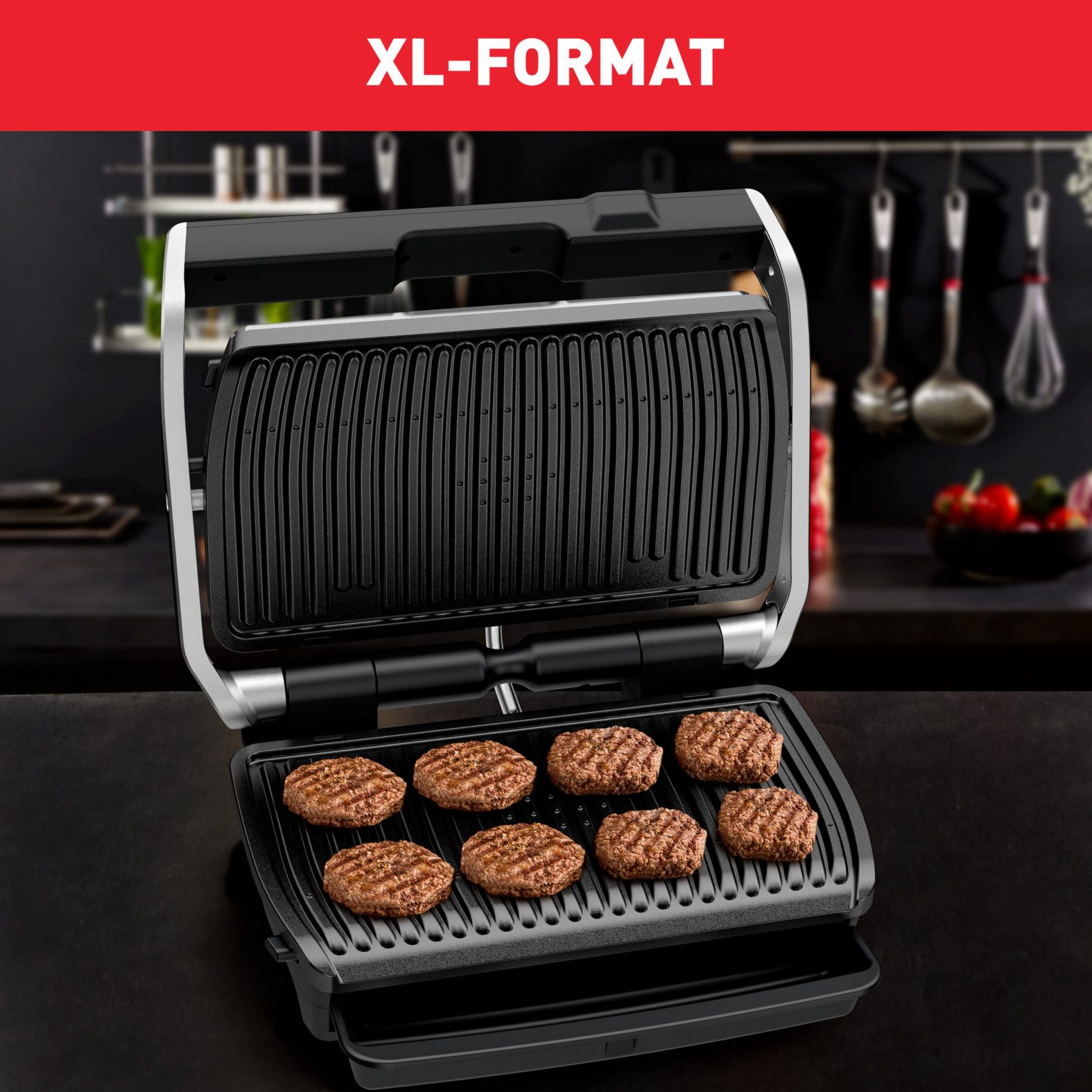 Tefal Contactgrill OptiGrill Elite XL, spülmaschinengeeignete Platten Countdown tot perfect resultaat, extra Grillboost voor grill-strepen