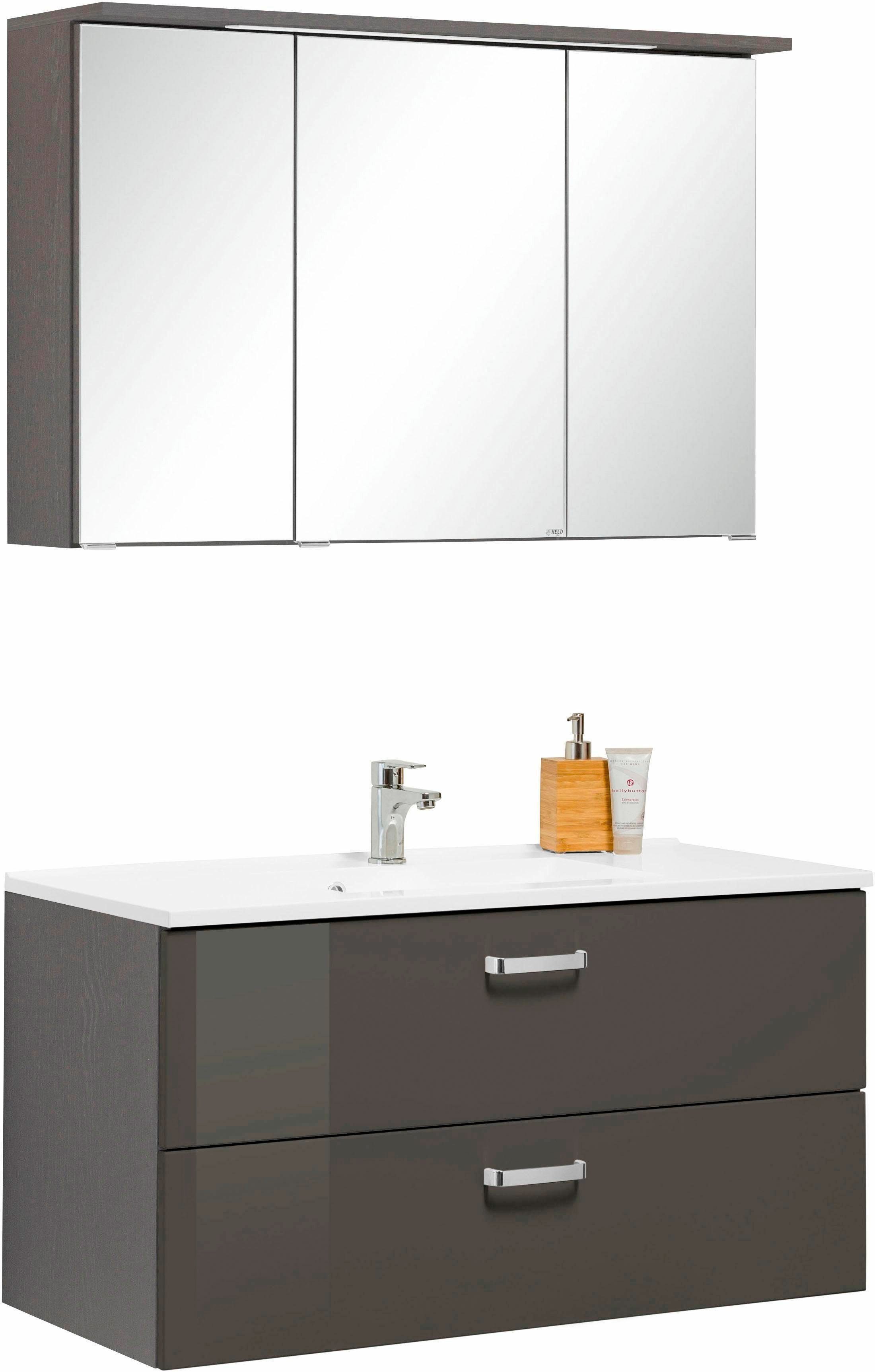 welltime Badkamerserie Ravenna met soft-close functie (2-delig) badmeubelsets grijs