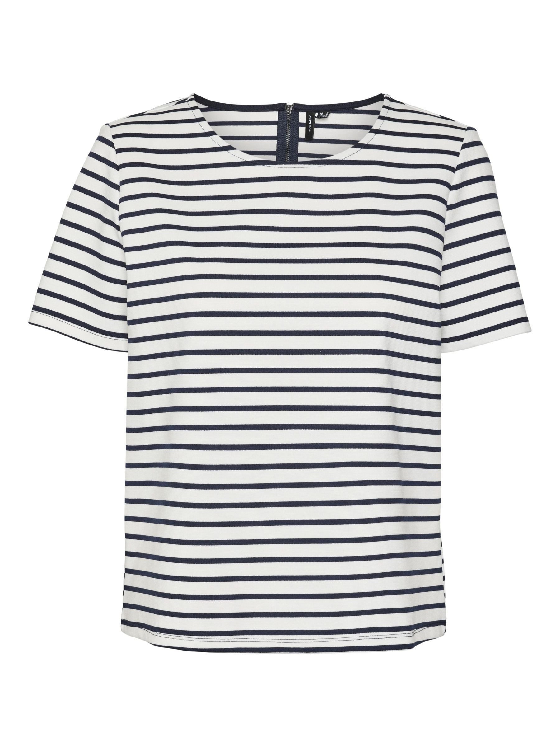 Vero Moda Shirt met ronde hals VMABBY SS ZIP TOP JRS NOOS