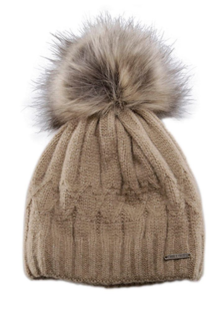 chillouts Pomponmuts Letizia Hat met afneembare faux-fur pompon