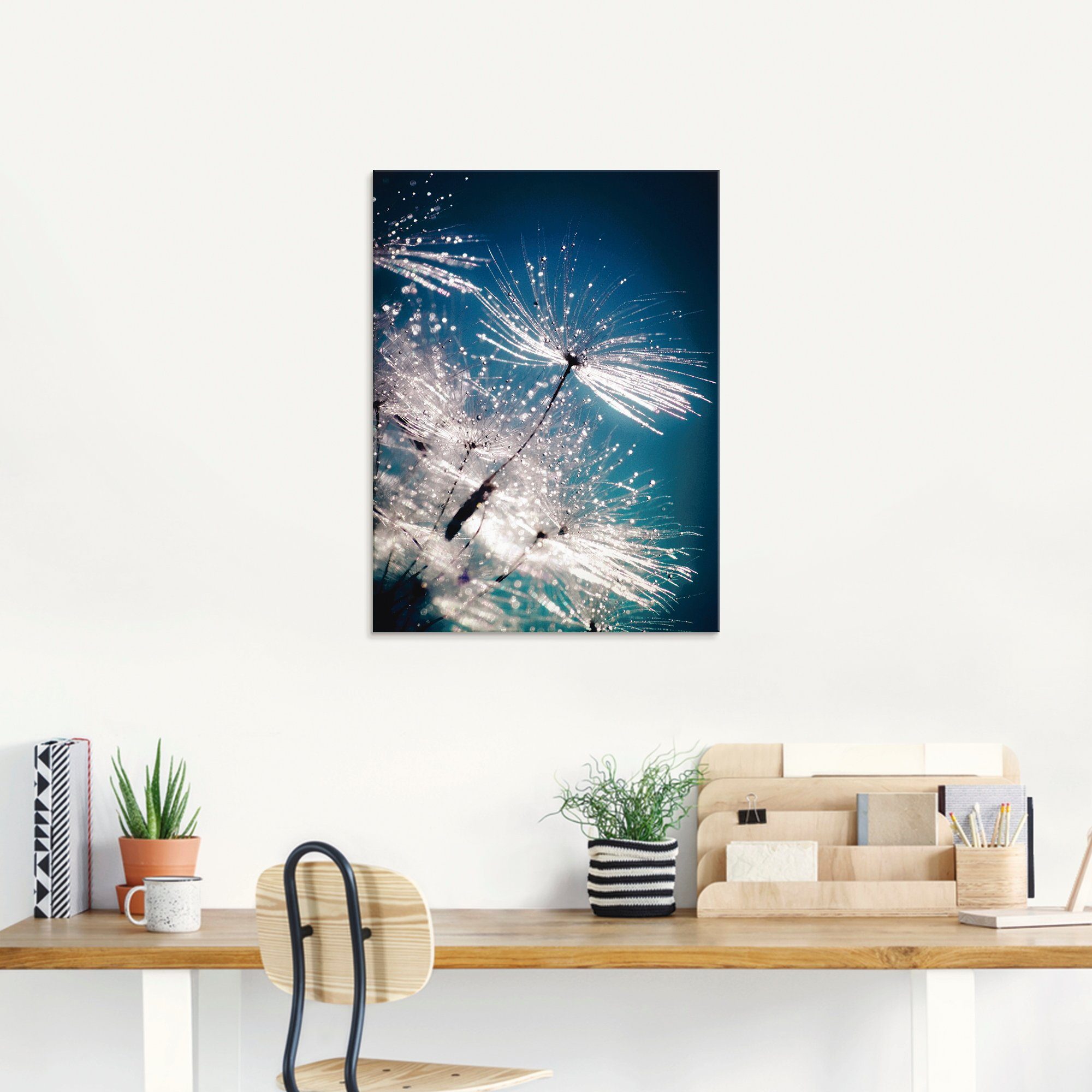 Artland Print op glas Pluizenbol kristallen pluimen