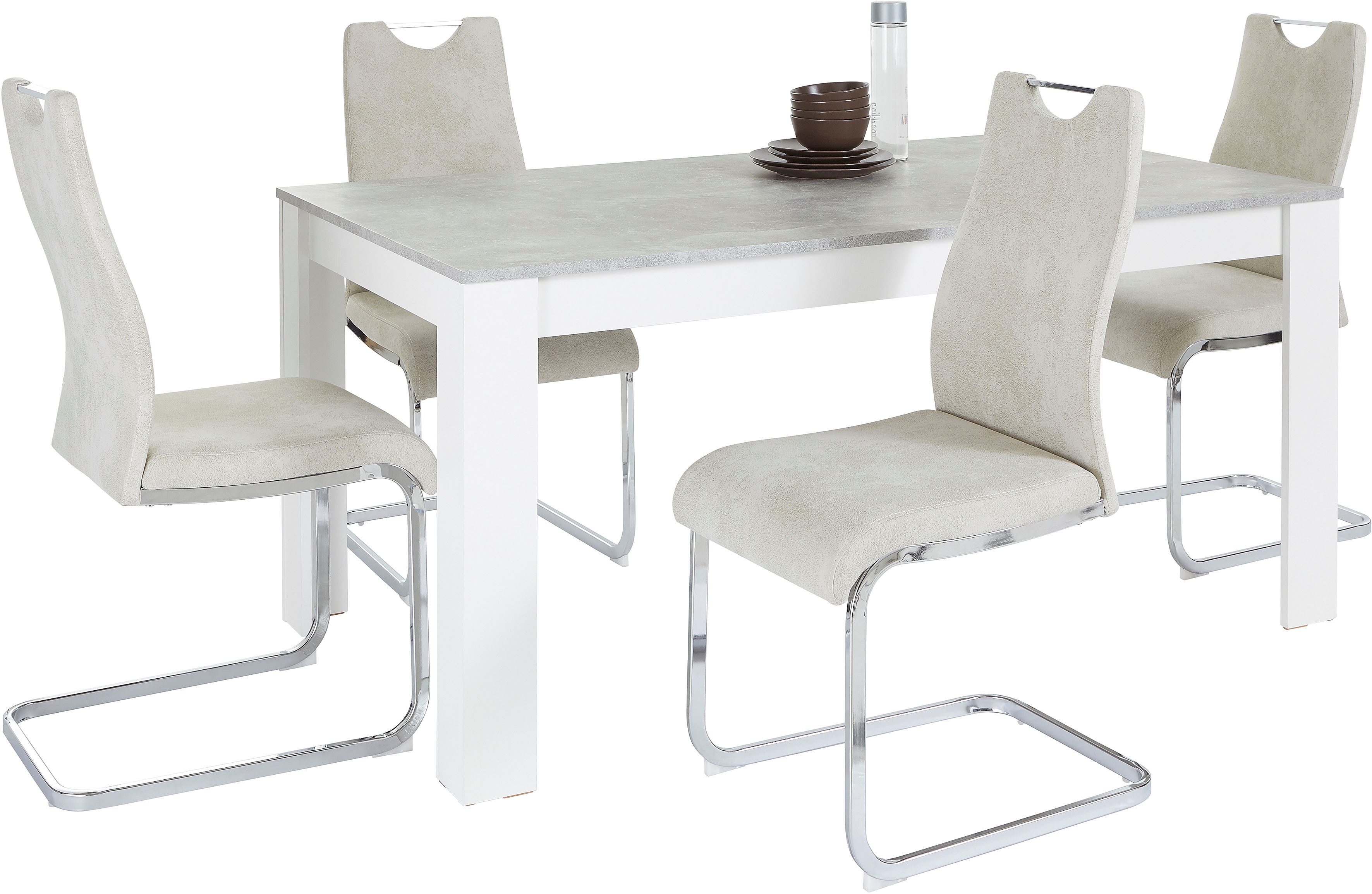 Home affaire Eethoek Milano 4 stoelen en 1 tafel (set, 5-delig)