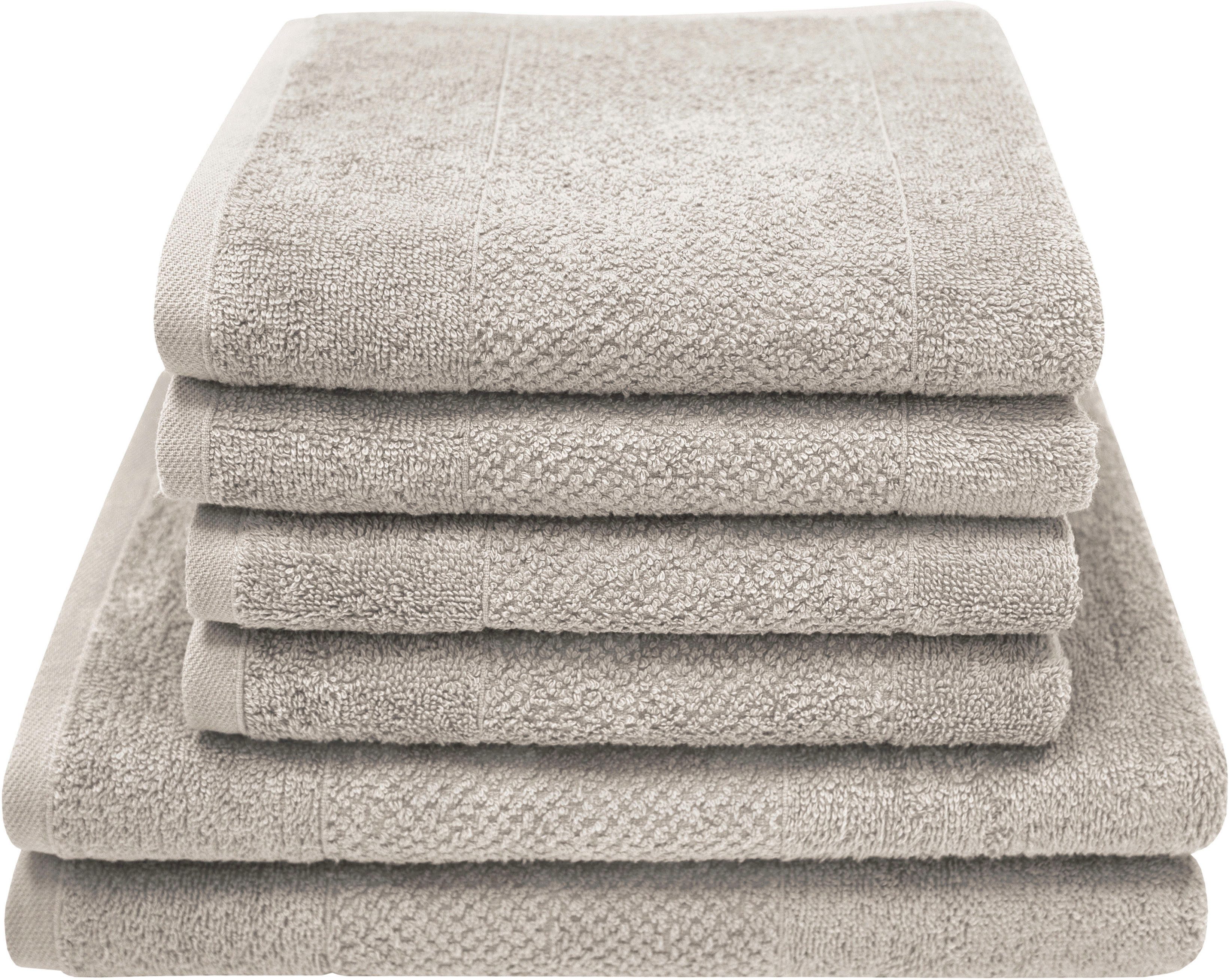 Dyckhoff Handdoekenset Popcorn strepen 2 badhanddoeken (70x140 cm), 4 handdoeken (50x100 cm) (set, 6-delig) handdoeken beige