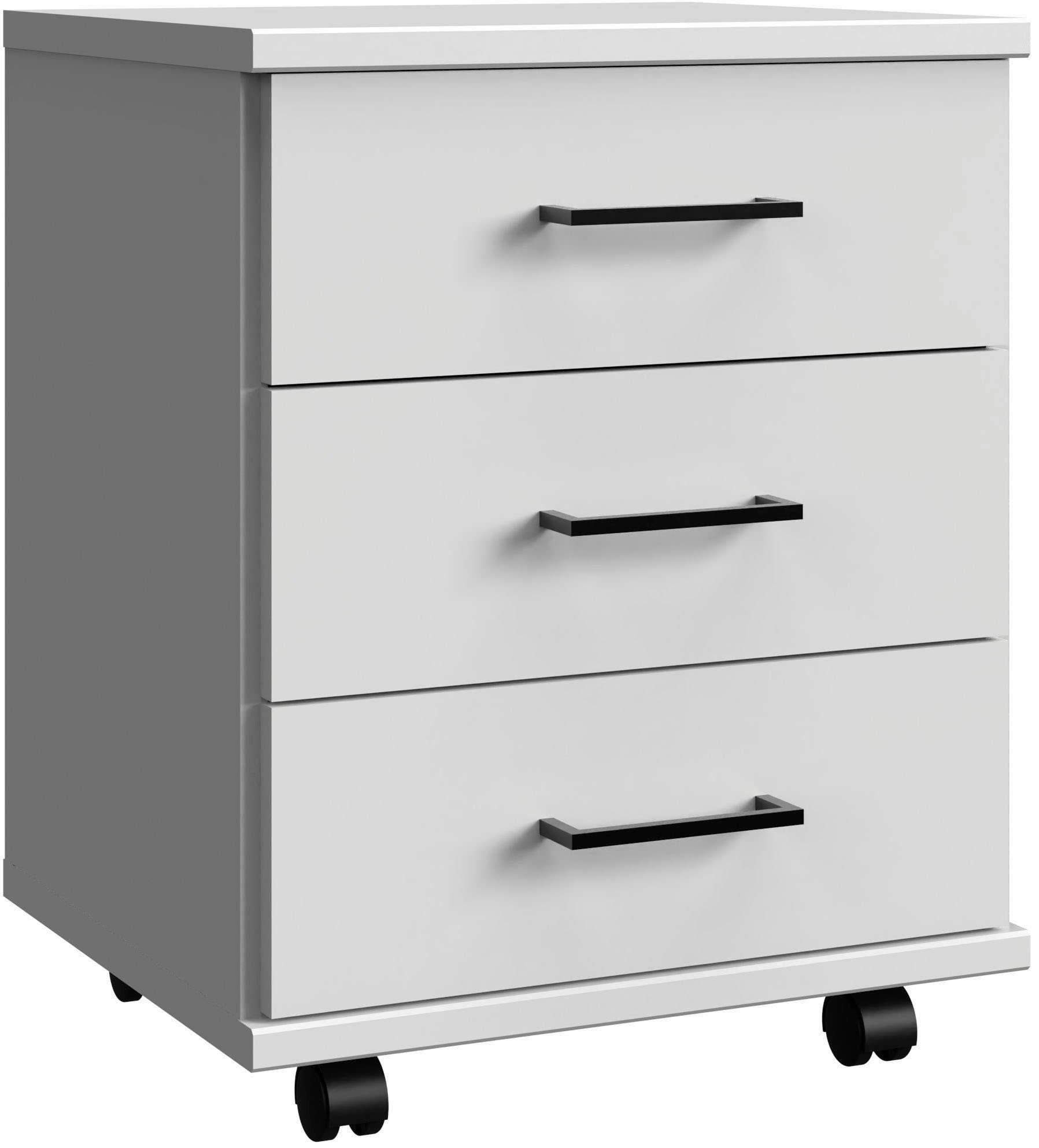 Wimex Kastje op wieltjes Home Desk met 3 laden, 46 cm breed, 58 cm hoog nachtkastjes wit