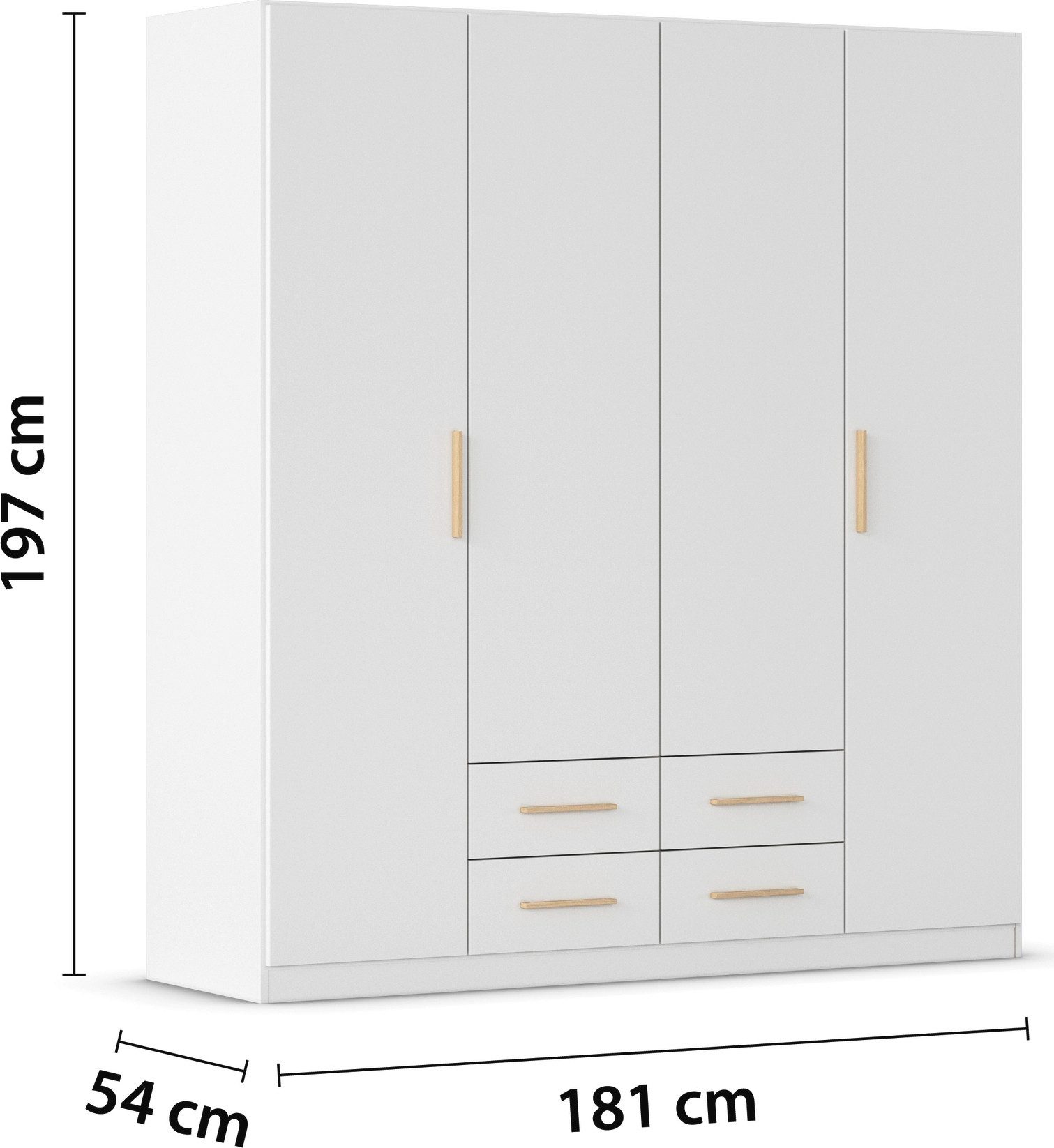 rauch Draaideurkast Kledingkast garderobe KREFELD optioneel met spiegel met 3 greepvarianten, incl. praktische lades made in germany