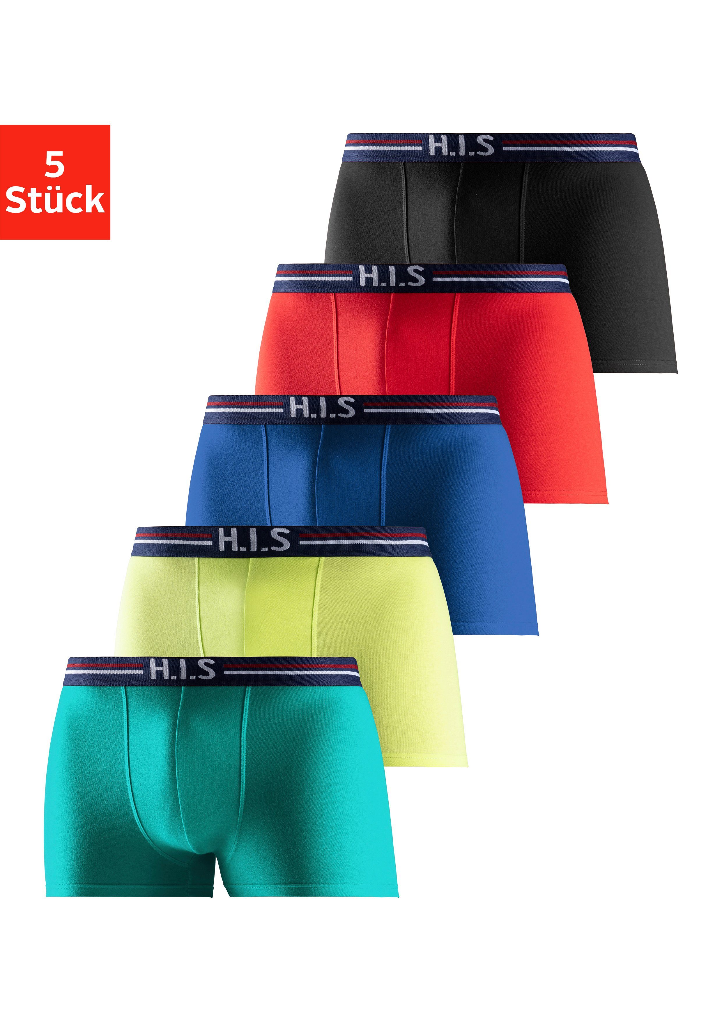 H.I.S Boxershort voor heren met strepen en logo in de band (set, 5 stuks) heren boxershorts maat XXL (8) multicolor
