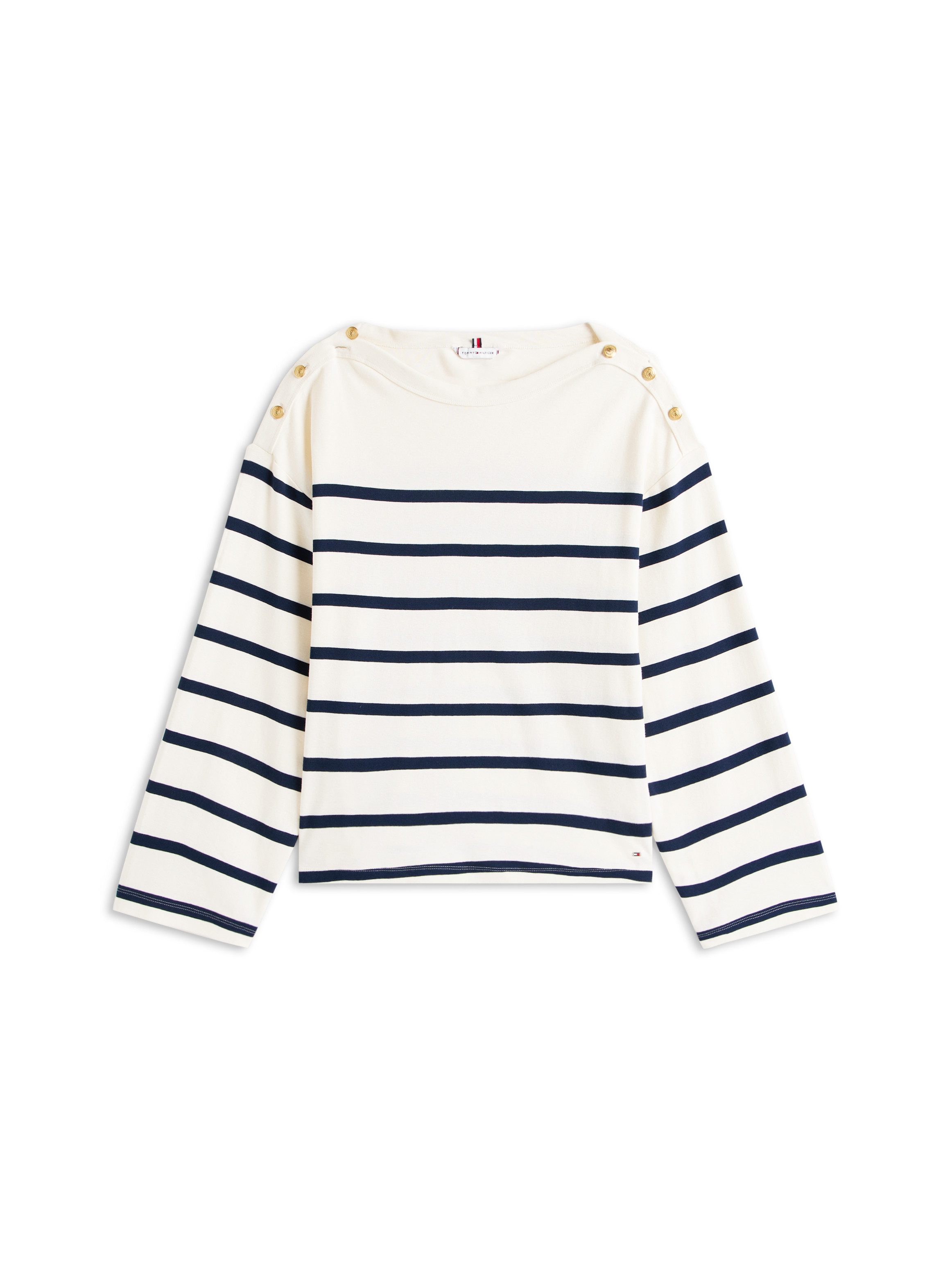 Tommy Hilfiger Shirt met lange mouwen LWK GOLD BUTTON BOAT-NK LS TEE